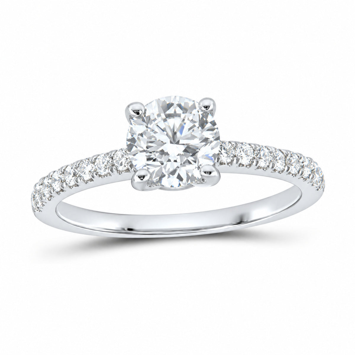 14K White Gold 1 1/3 CTW Lab-Grown Diamond Round Engagement Ring — SKU 11439