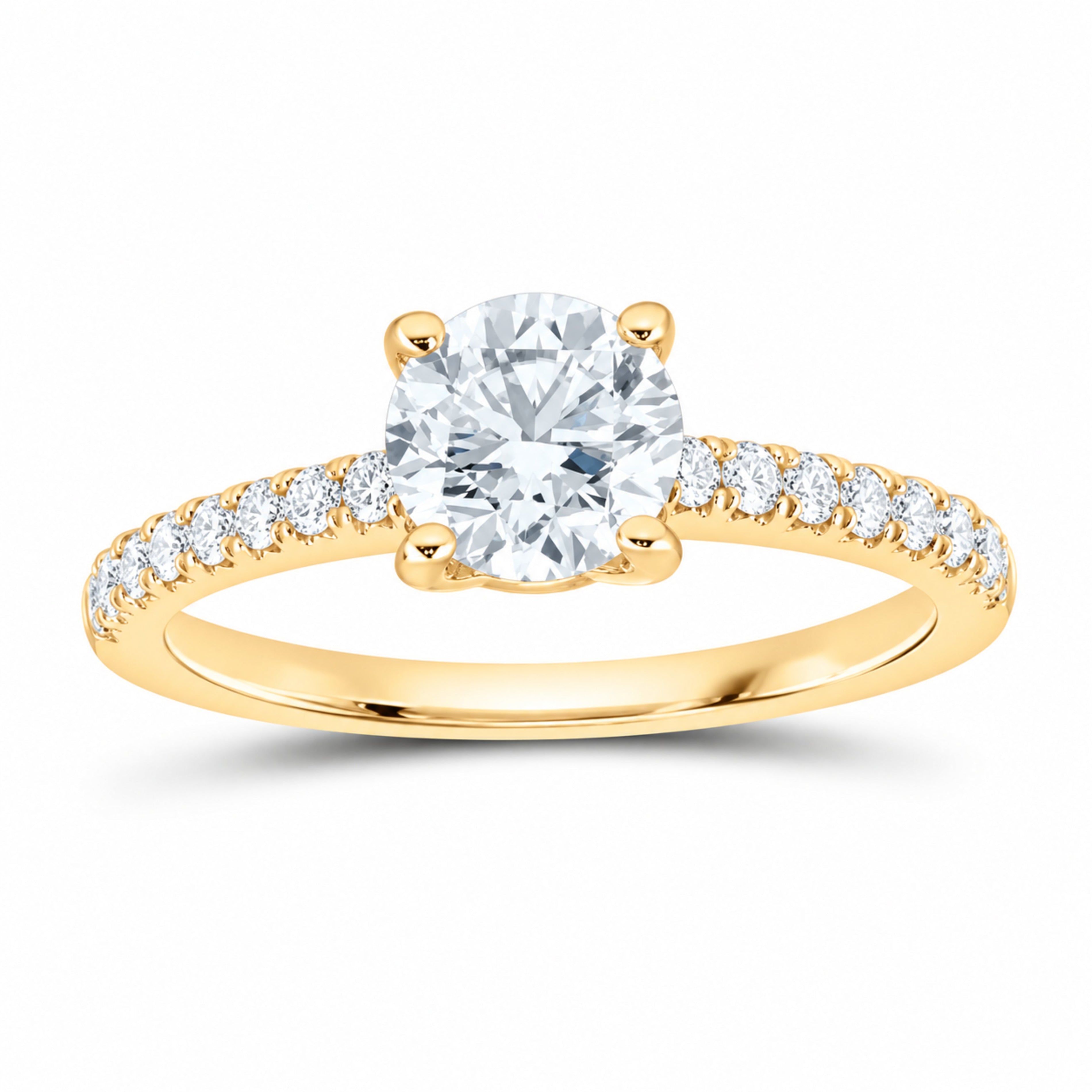 14K Yellow Gold 1 1/3 CTW Lab-Grown Diamond Round Engagement Ring — SKU 11440
