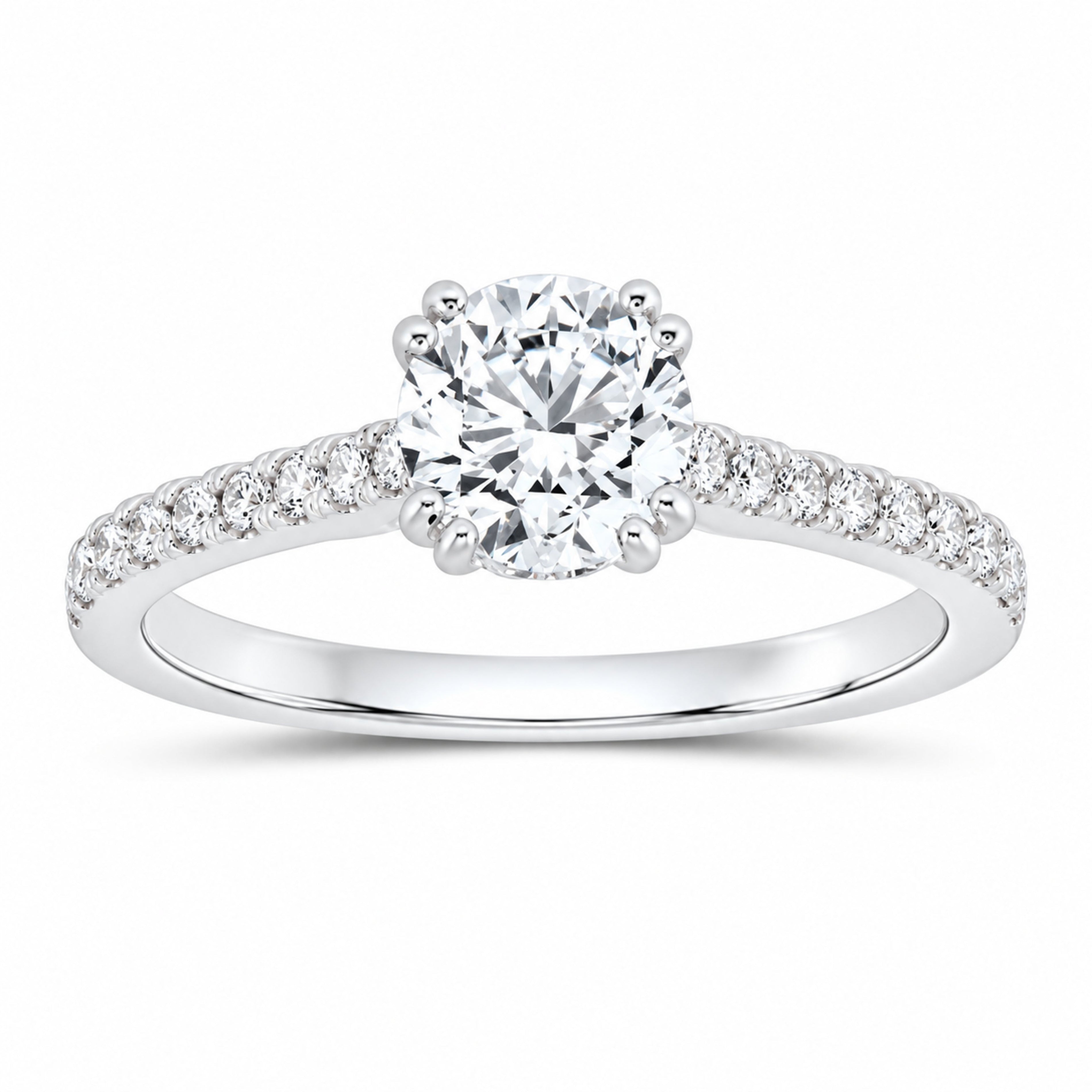 14K White Gold 1 1/3 CTW Lab-Grown Diamond Round Engagement Ring — SKU 11442