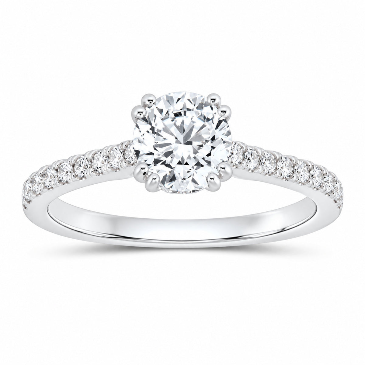 14K White Gold 1 1/3 CTW Lab-Grown Diamond Round Engagement Ring — SKU 11442