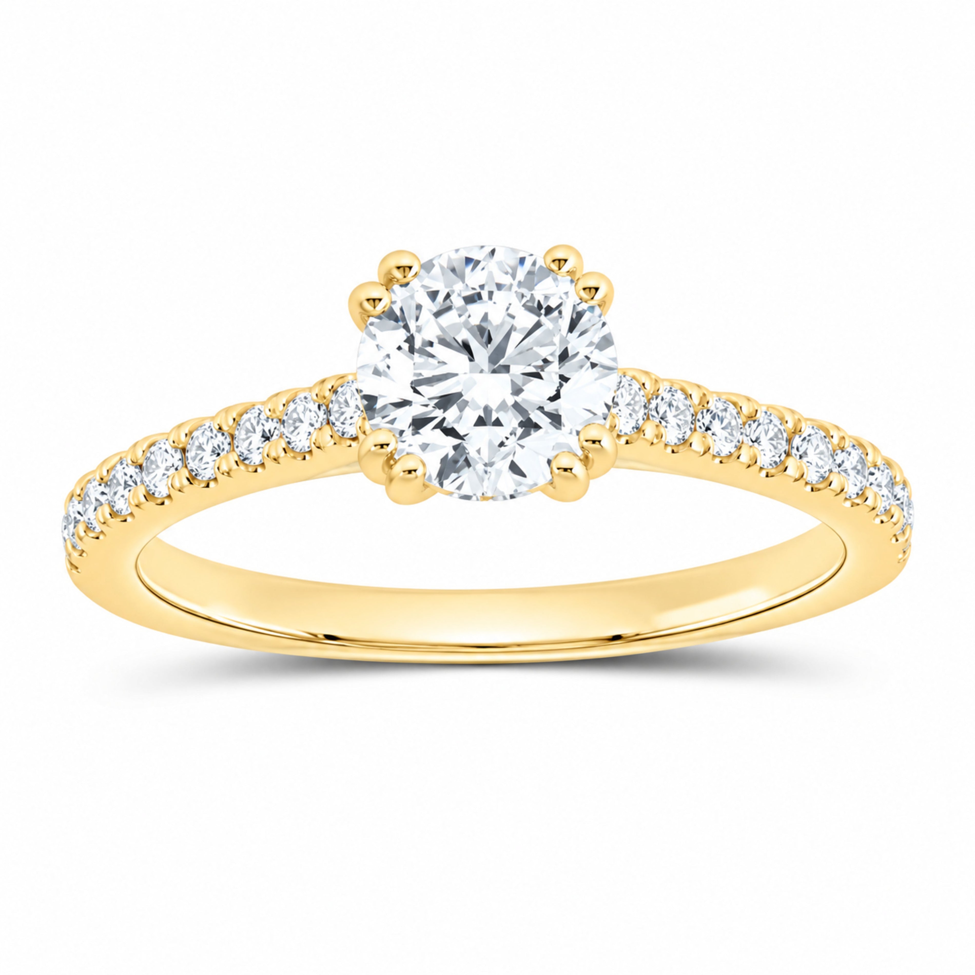 14K Yellow Gold 1 1/3 CTW Lab-Grown Diamond Round Engagement Ring — SKU 11445