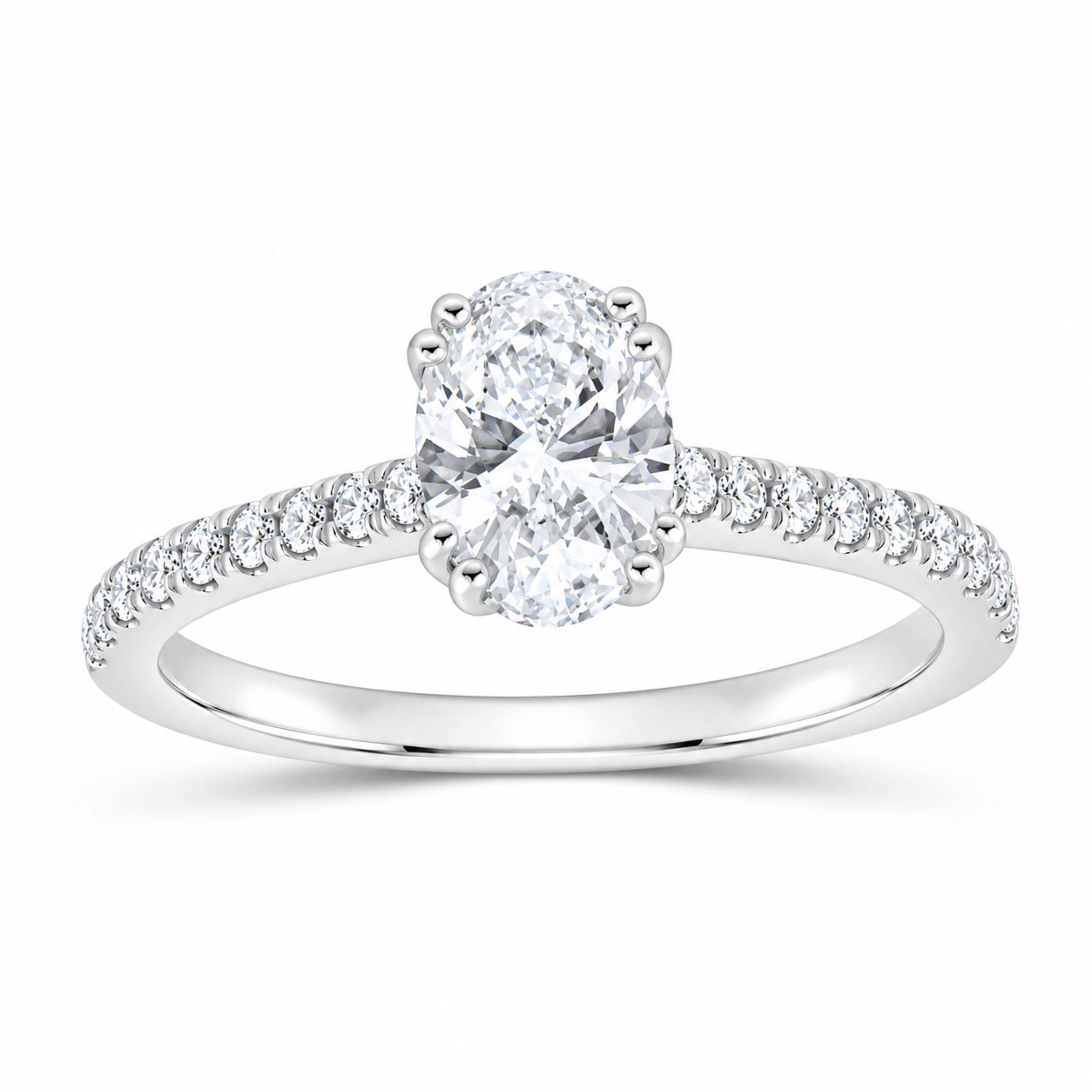 14K White Gold 1 1/3 CTW Lab-Grown Diamond Oval Engagement Ring — SKU 11477
