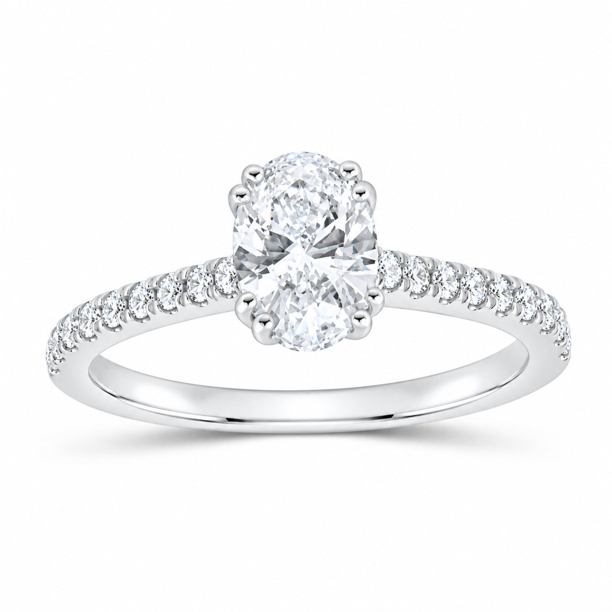 14K White Gold 1 1/3 CTW Lab-Grown Diamond Oval Engagement Ring — SKU 11477
