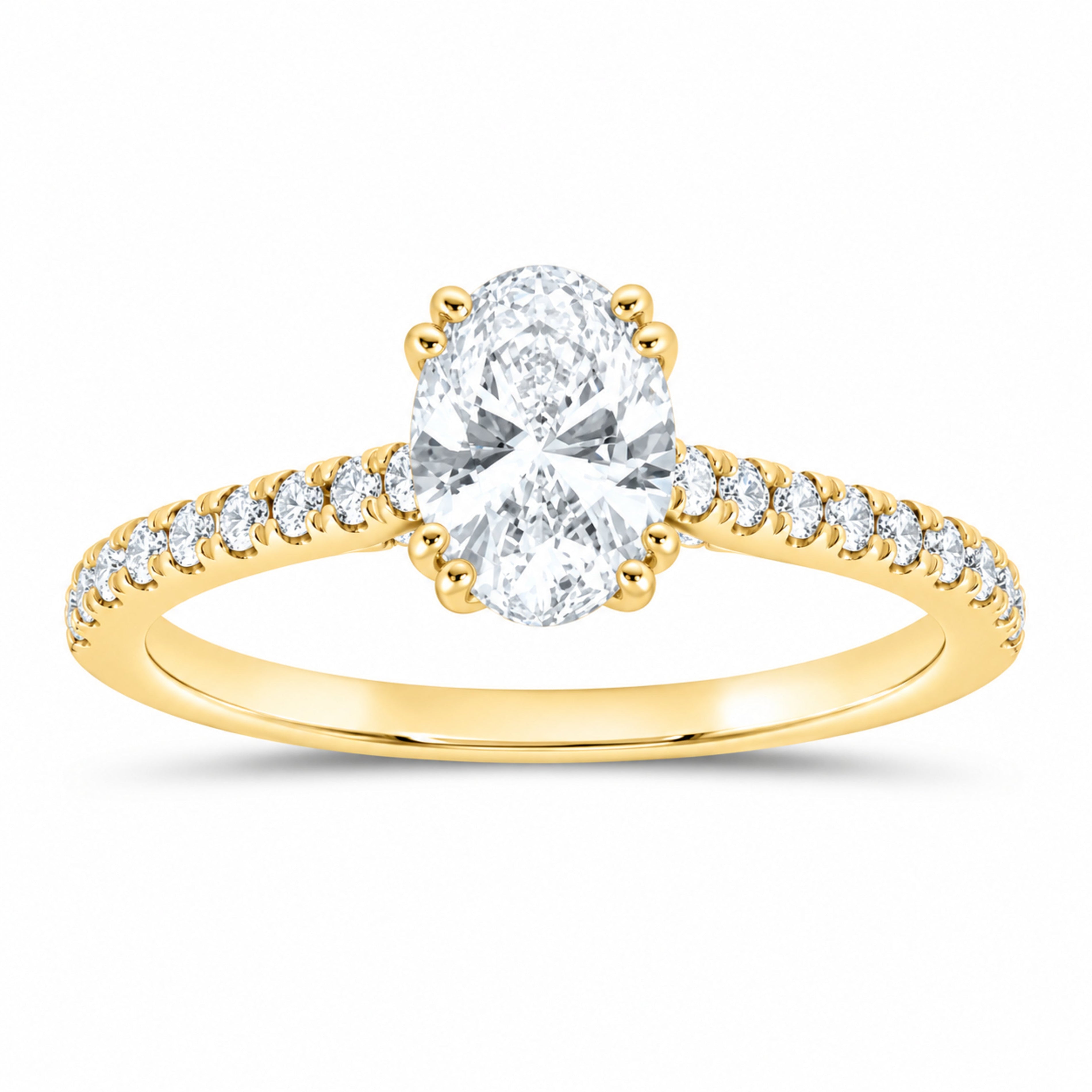 14K Yellow Gold 1 1/3 CTW Lab-Grown Diamond Oval Engagement Ring — SKU 11479