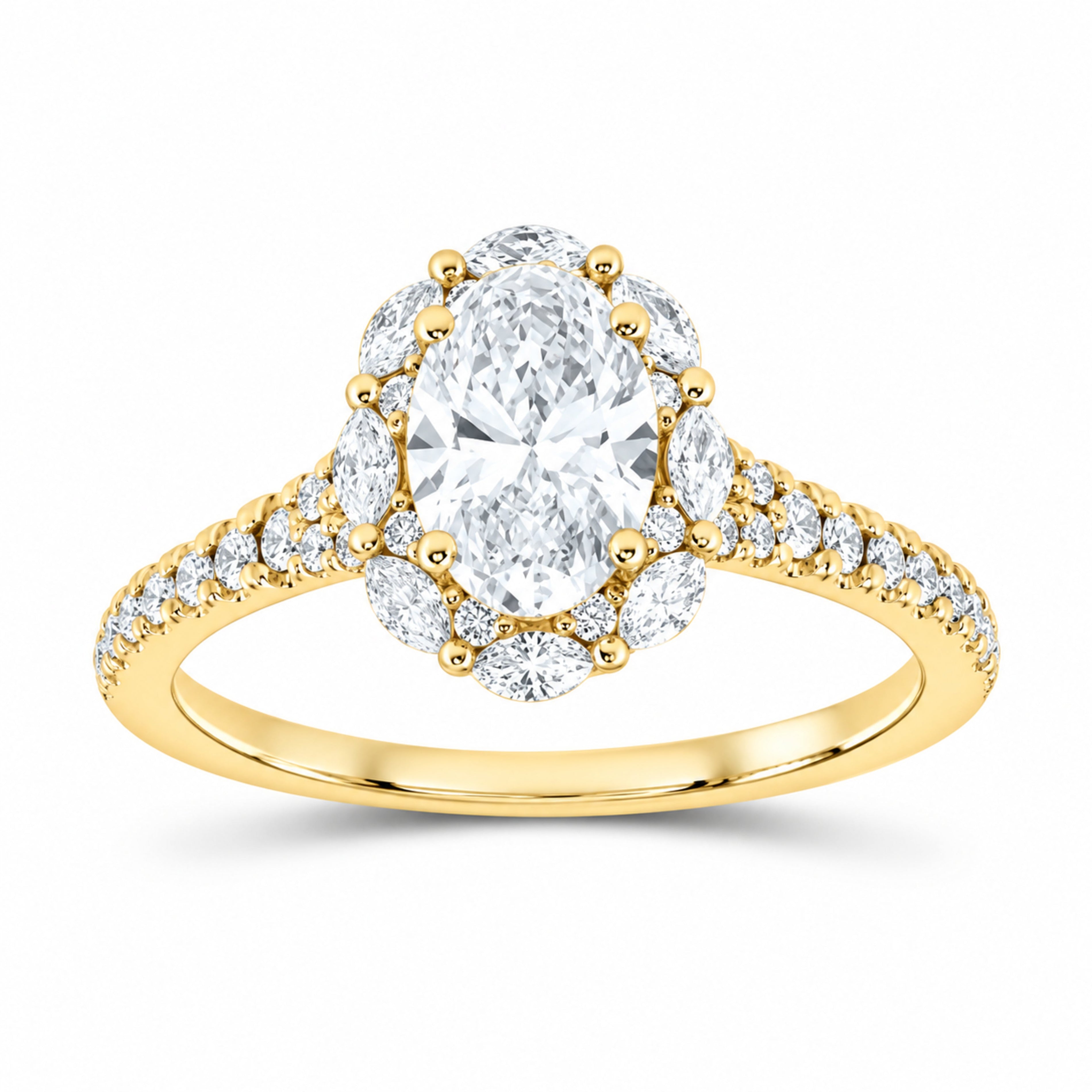 14K Yellow Gold 1 1/2 CTW Lab-Grown Diamond Oval Engagement Ring — SKU 11482