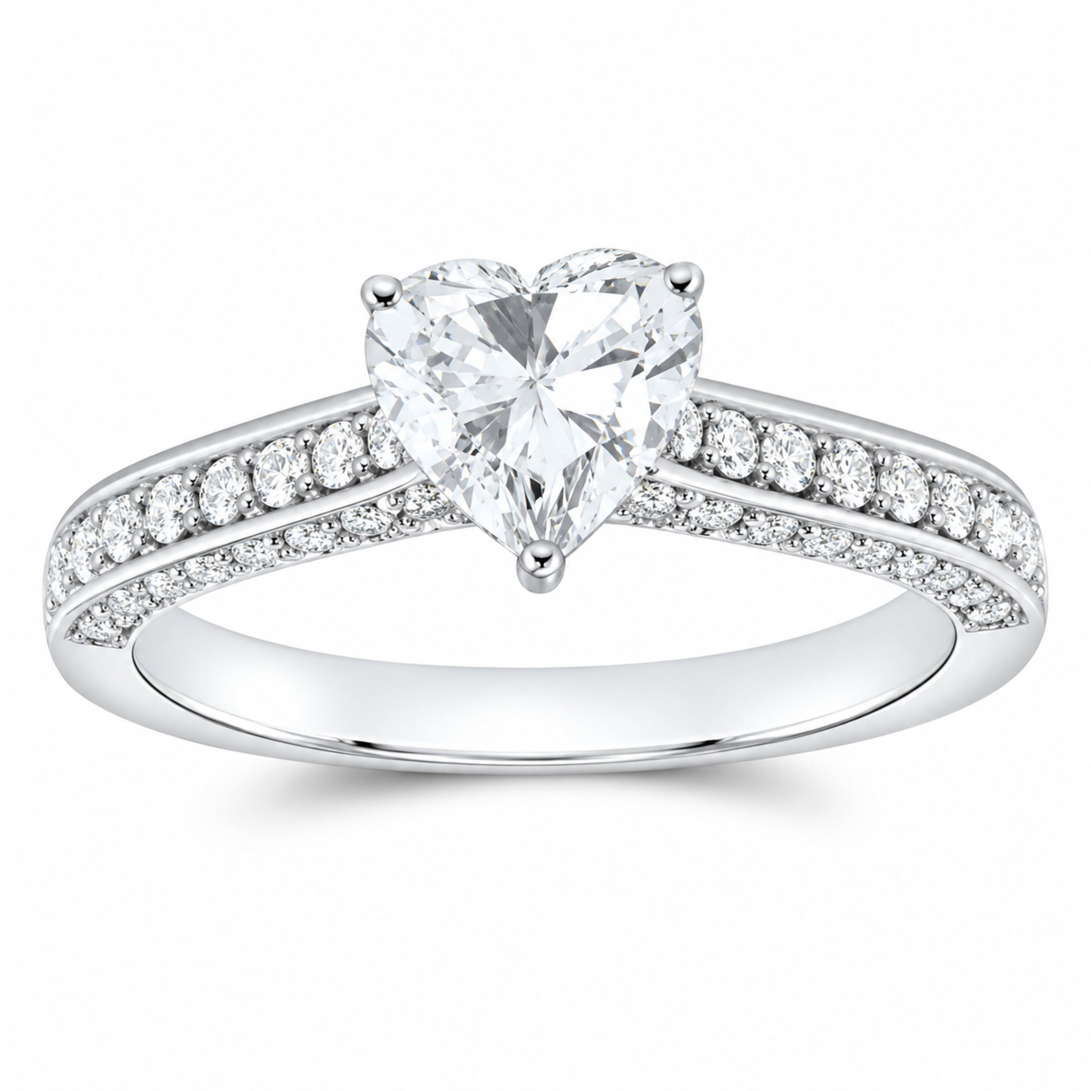 14K White Gold 1 1/2 CTW Lab-Grown Diamond Heart Engagement Ring — SKU 11491
