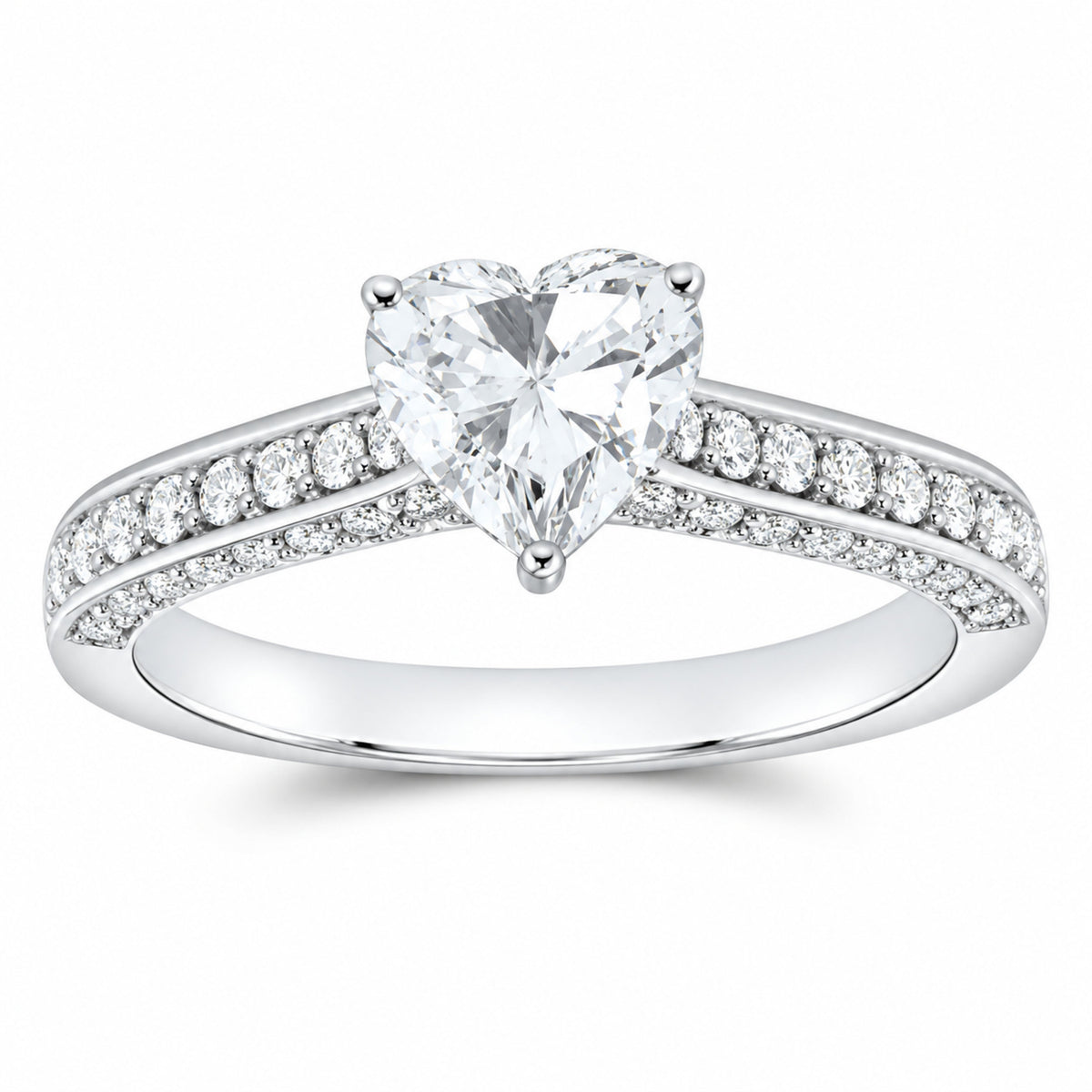 14K White Gold 1 1/2 CTW Lab-Grown Diamond Heart Engagement Ring — SKU 11491