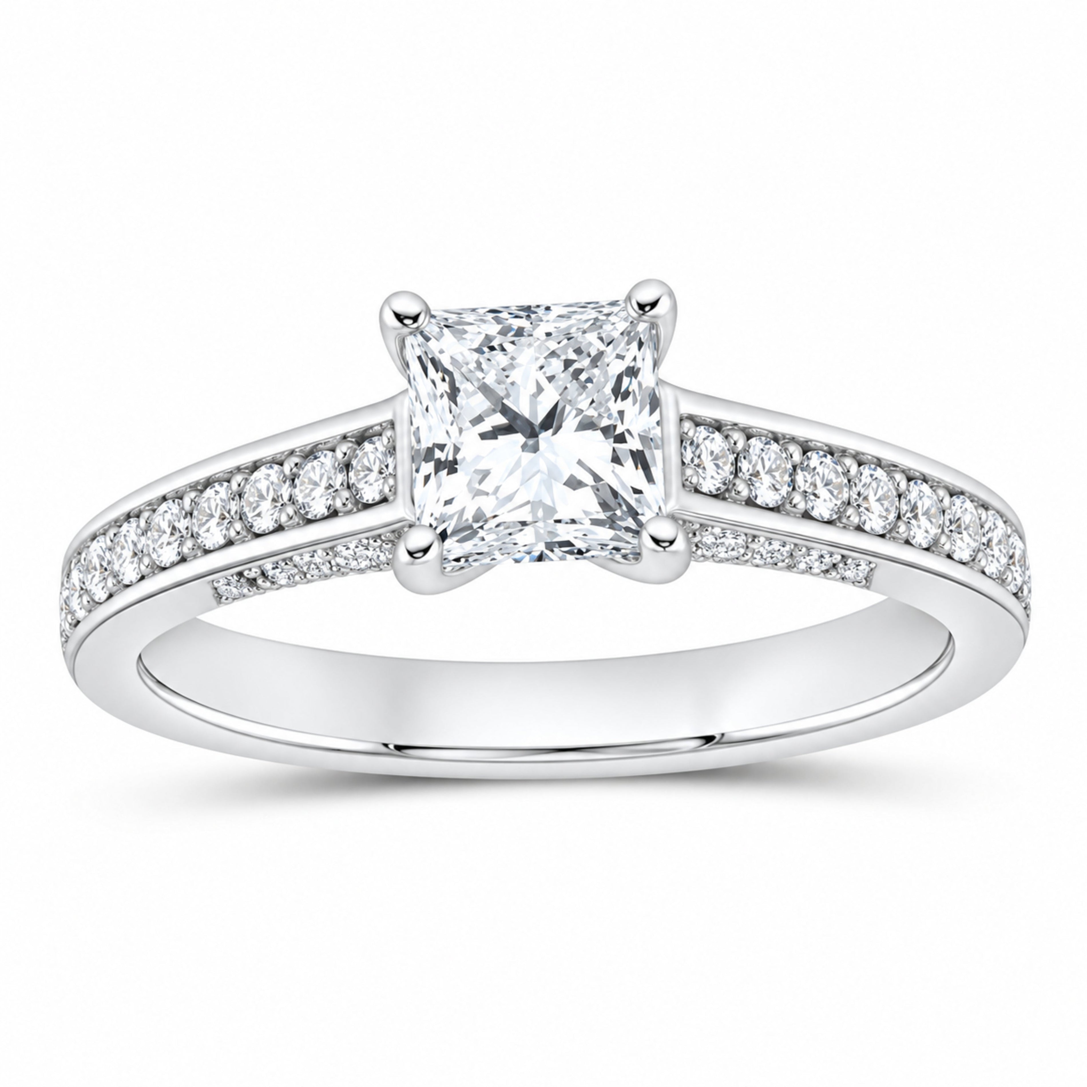 14K White Gold 1 1/3 CTW Lab-Grown Diamond Princess Engagement Ring — SKU 11490