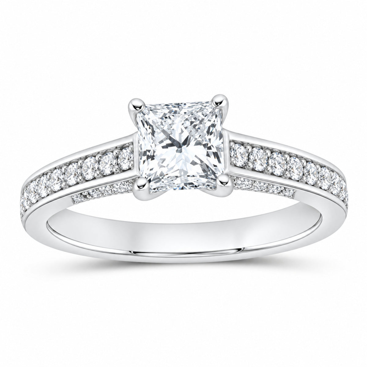 14K White Gold 1 1/3 CTW Lab-Grown Diamond Princess Engagement Ring — SKU 11490