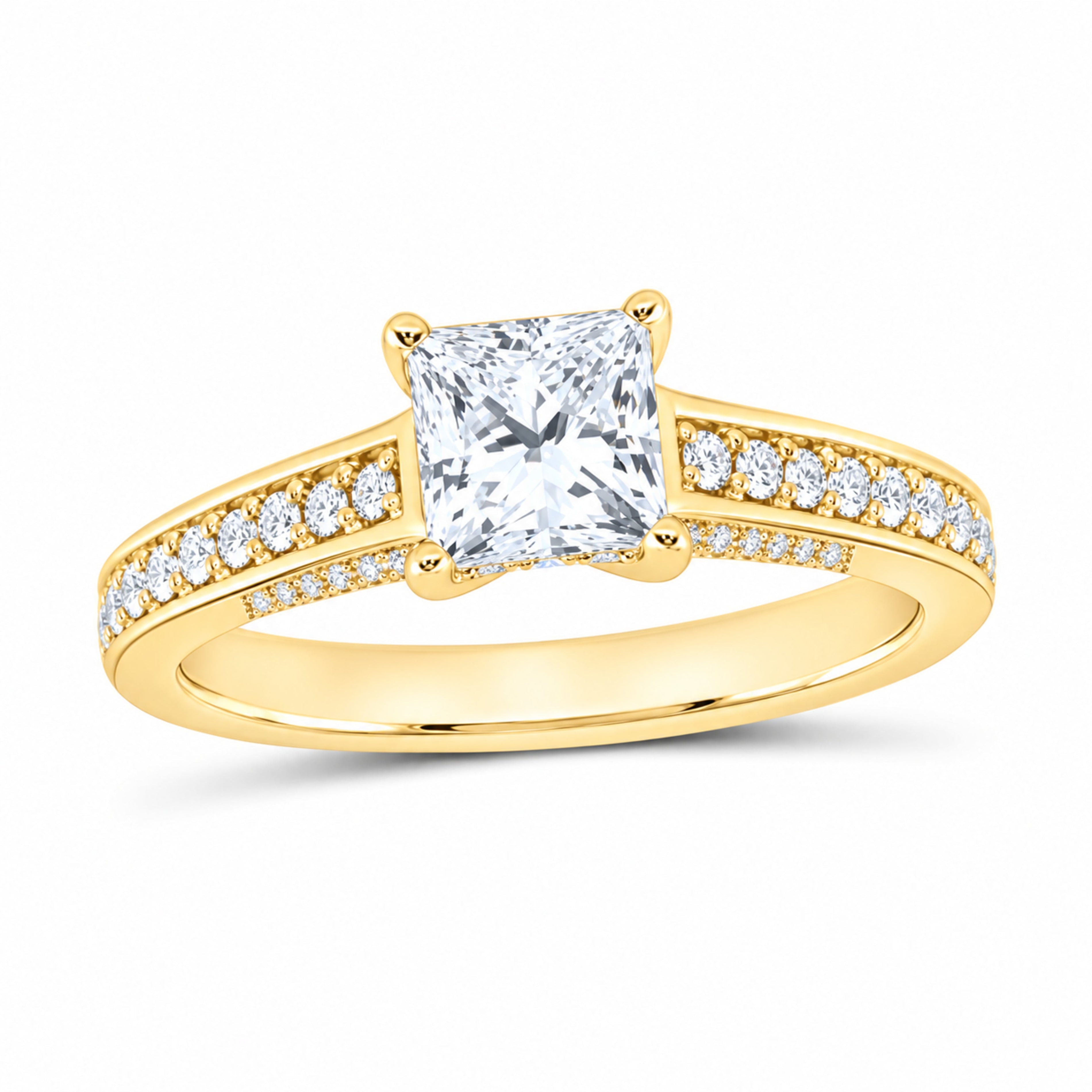 14K Yellow Gold 1 1/3 CTW Lab-Grown Diamond Princess Engagement Ring — SKU 11492