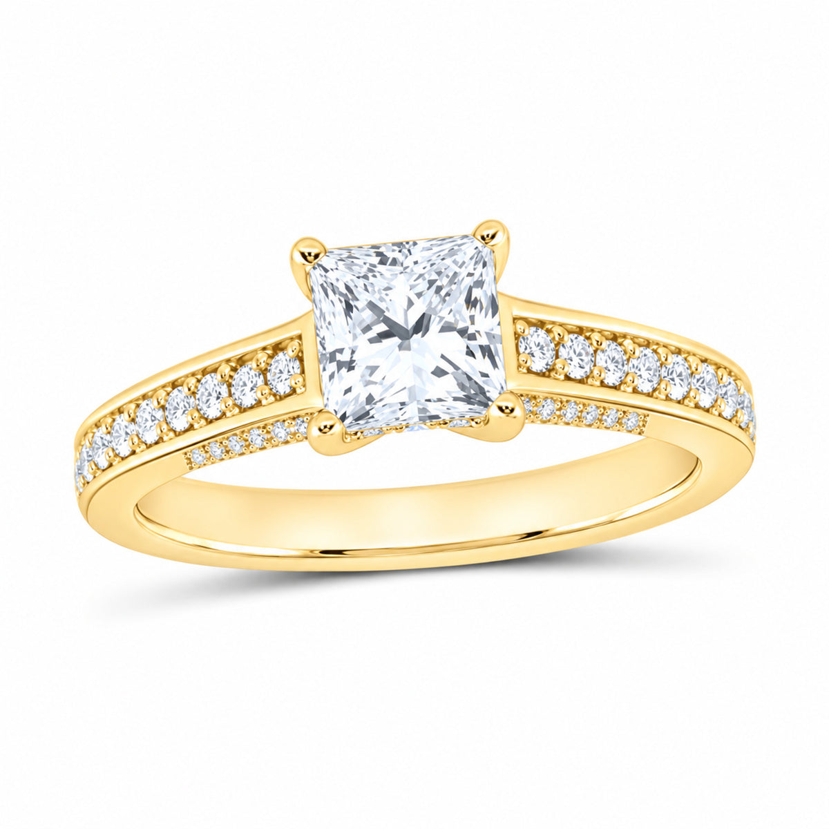 14K Yellow Gold 1 1/3 CTW Lab-Grown Diamond Princess Engagement Ring — SKU 11492