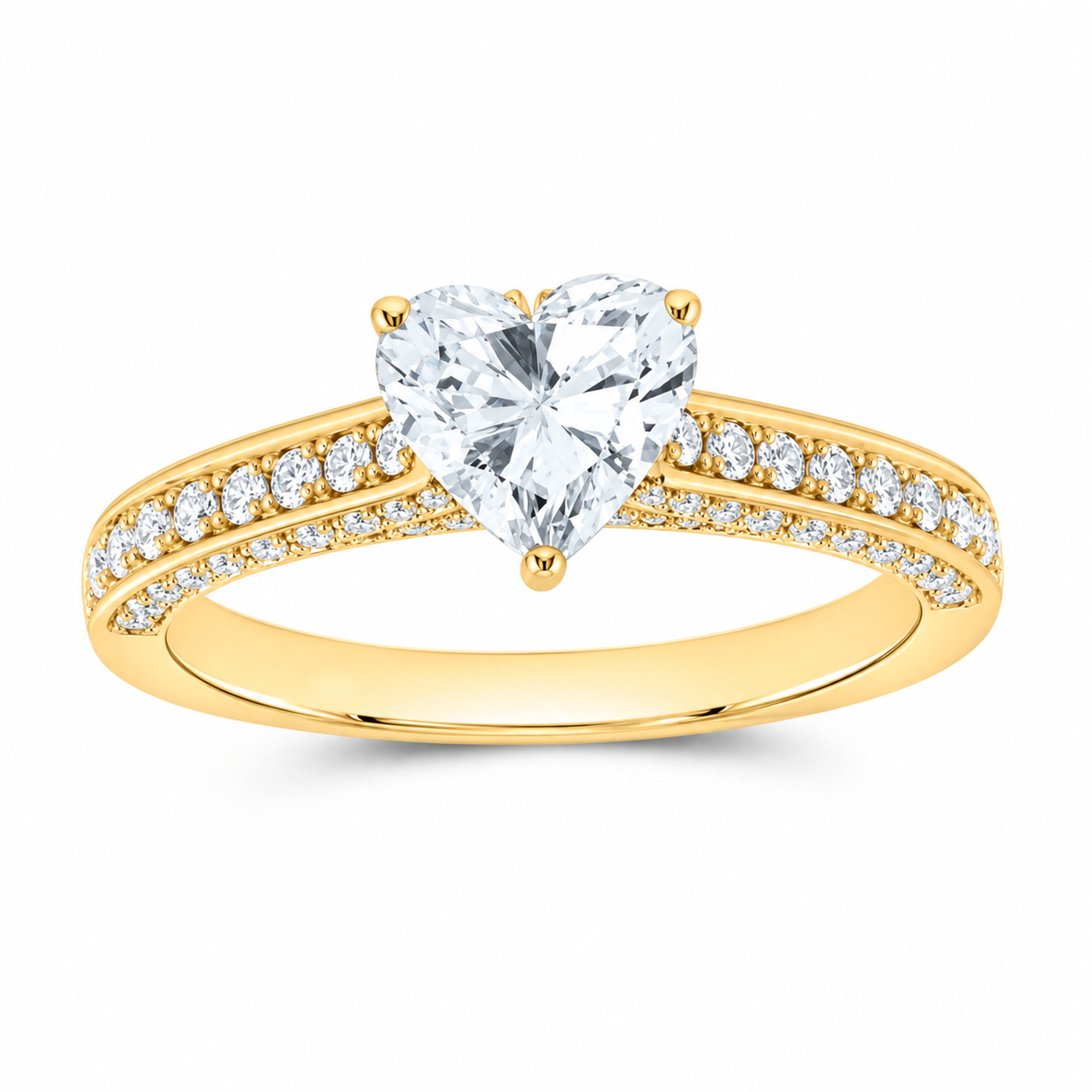 14K Yellow Gold 1 1/2 CTW Lab-Grown Diamond Heart Engagement Ring — SKU 11493