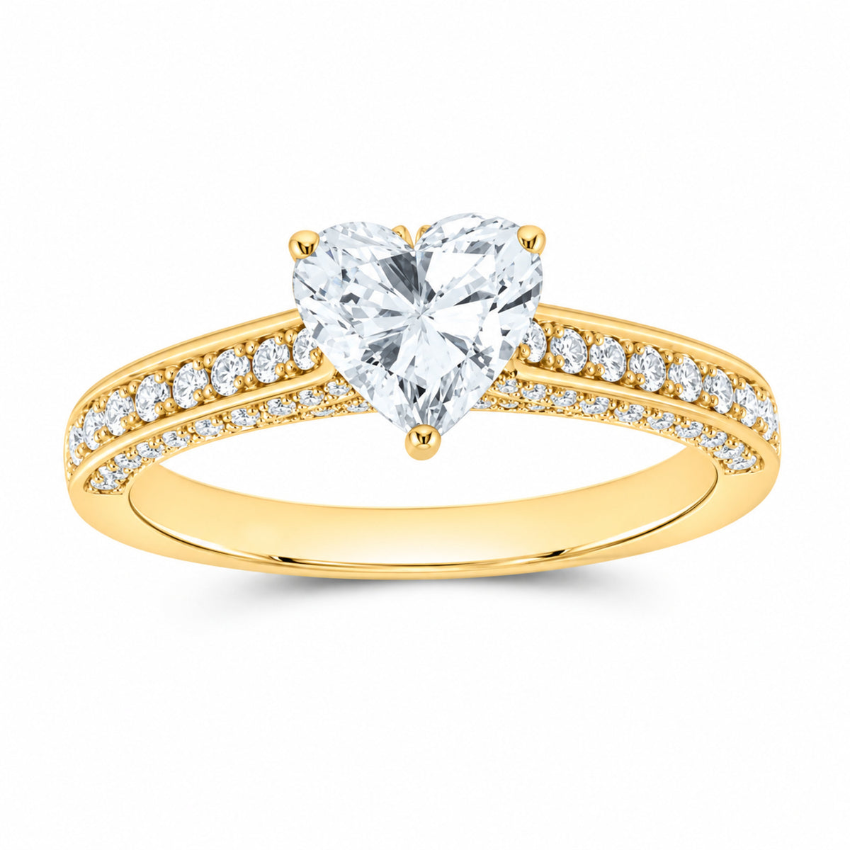 14K Yellow Gold 1 1/2 CTW Lab-Grown Diamond Heart Engagement Ring — SKU 11493