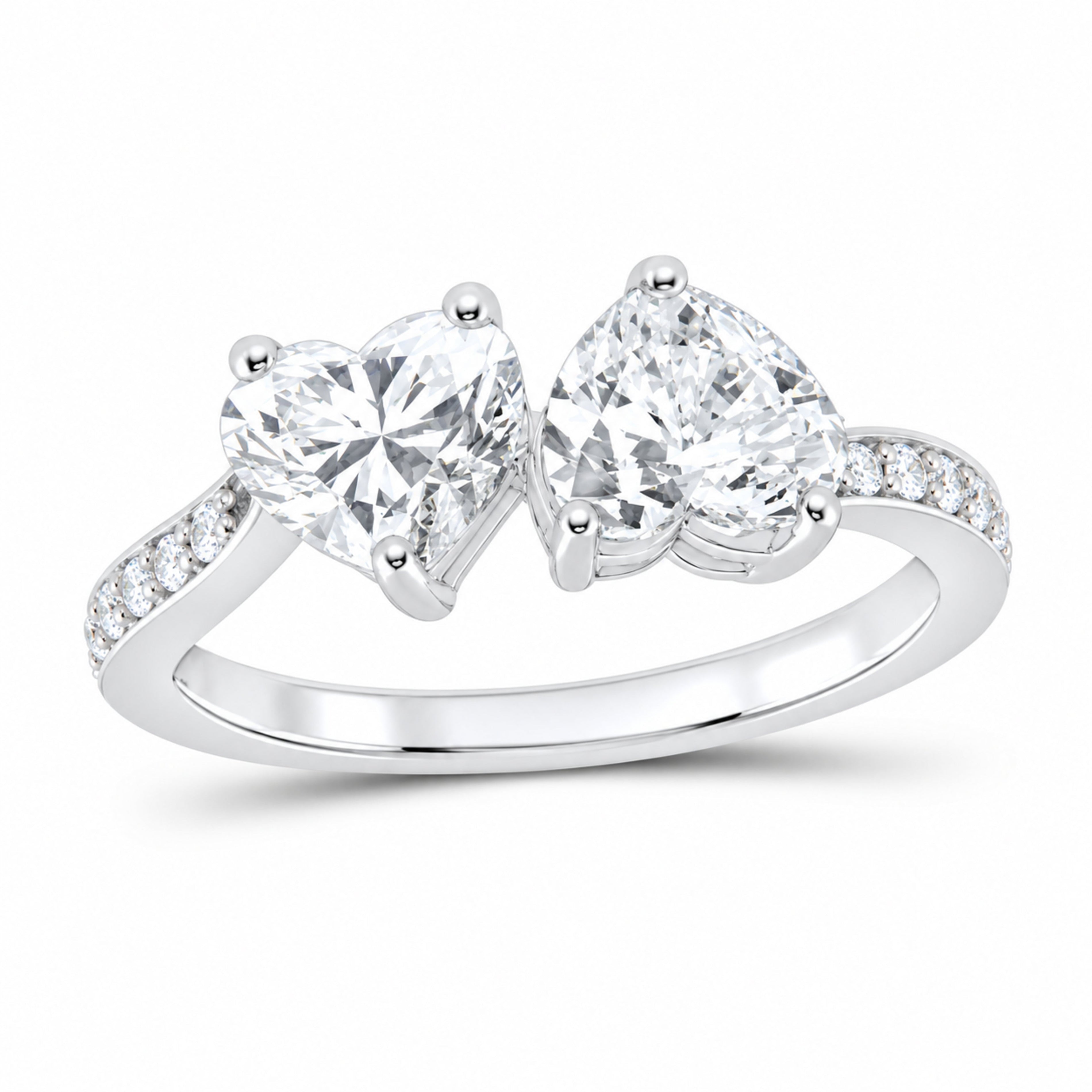 14K White Gold 2 CTW Lab-Grown Diamond Heart Engagement Ring — SKU 11495