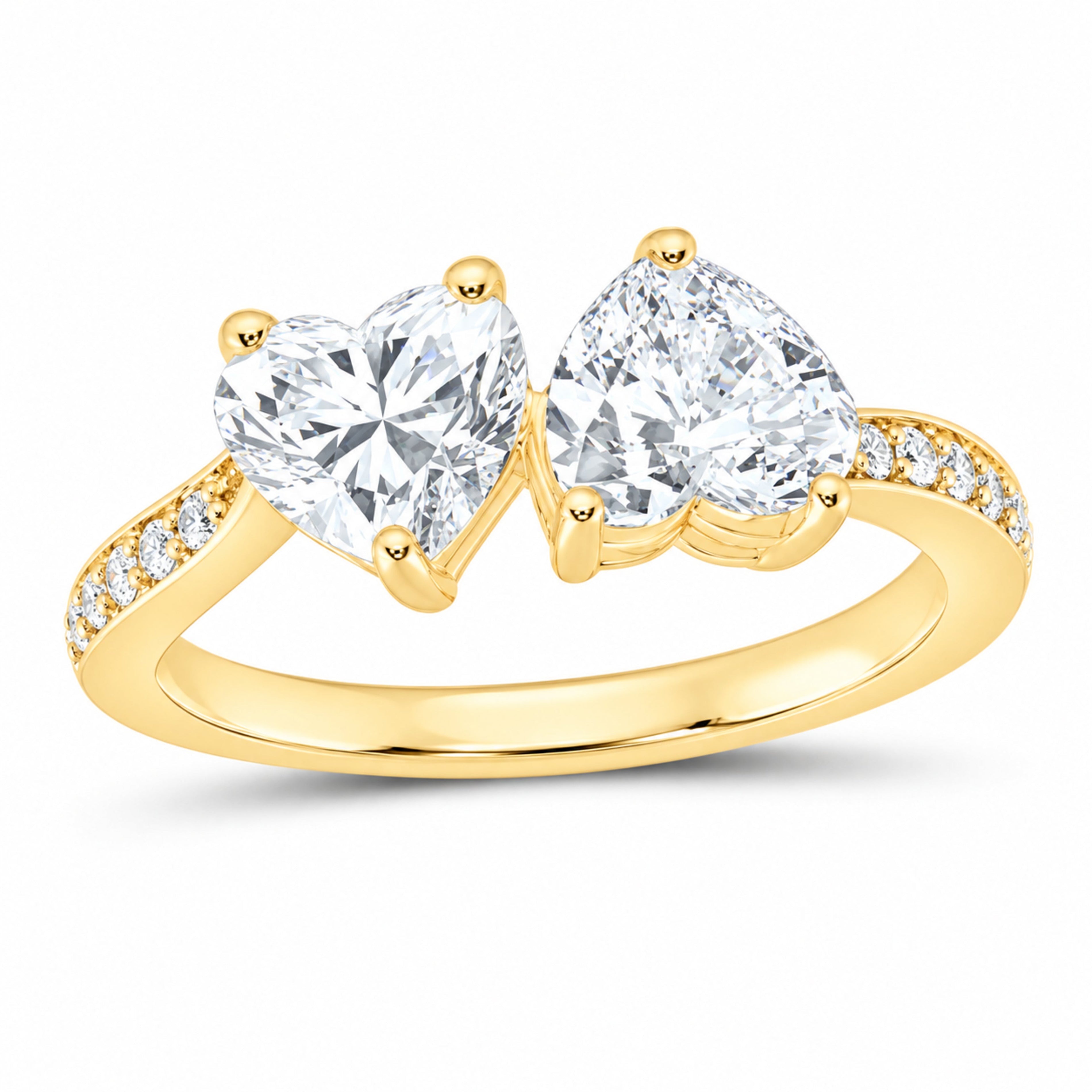 14K Yellow Gold 2 CTW Lab-Grown Diamond Heart Engagement Ring — SKU 11497