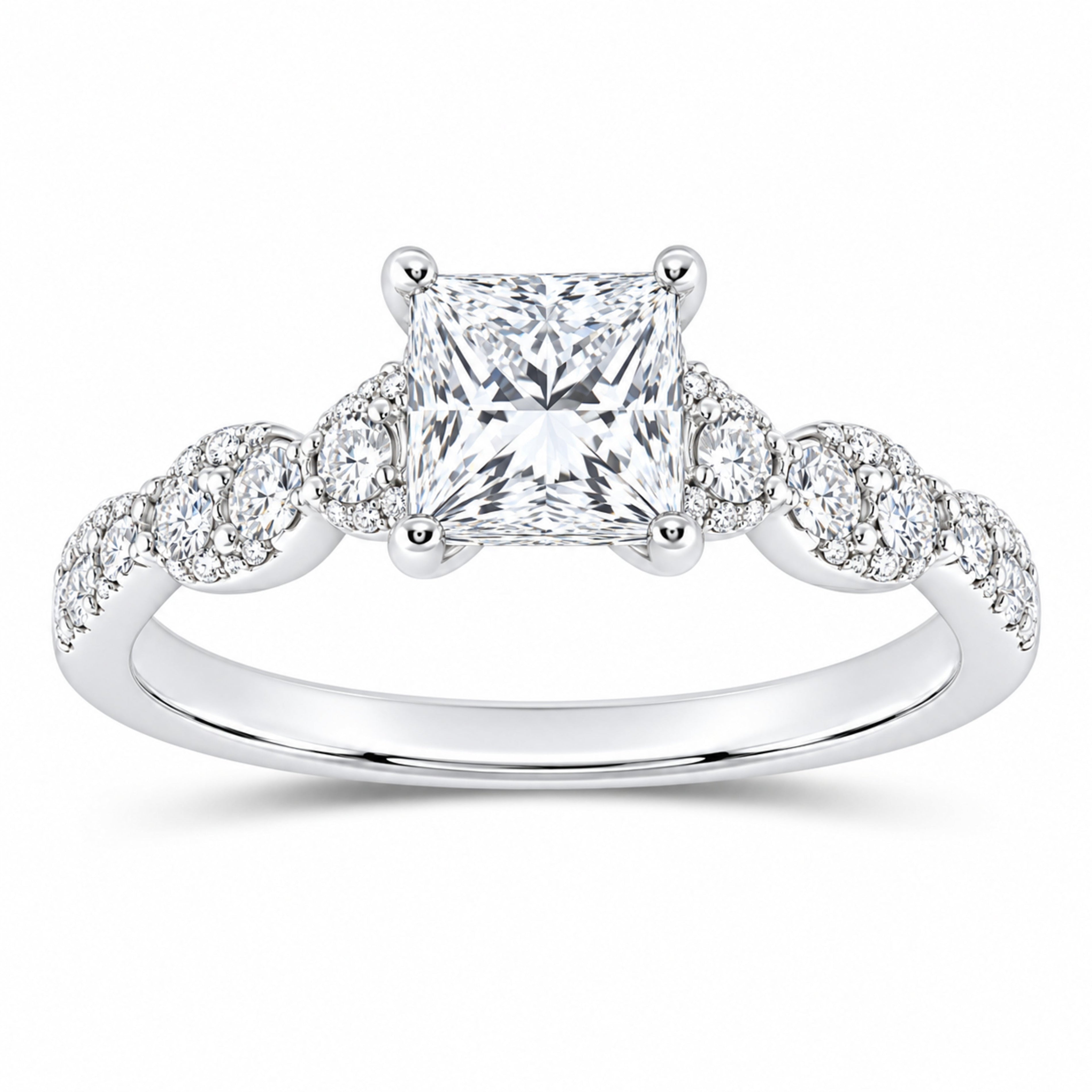 14K White Gold 1 1/3 CTW Lab-Grown Diamond Princess Engagement Ring — SKU 11535