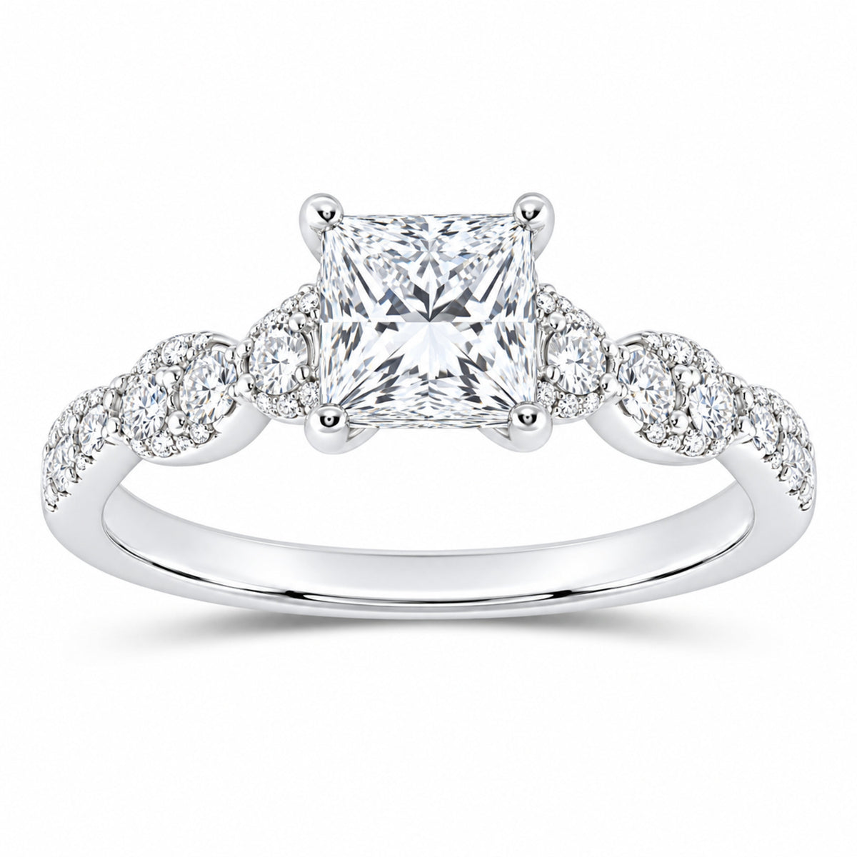 14K White Gold 1 1/3 CTW Lab-Grown Diamond Princess Engagement Ring — SKU 11535