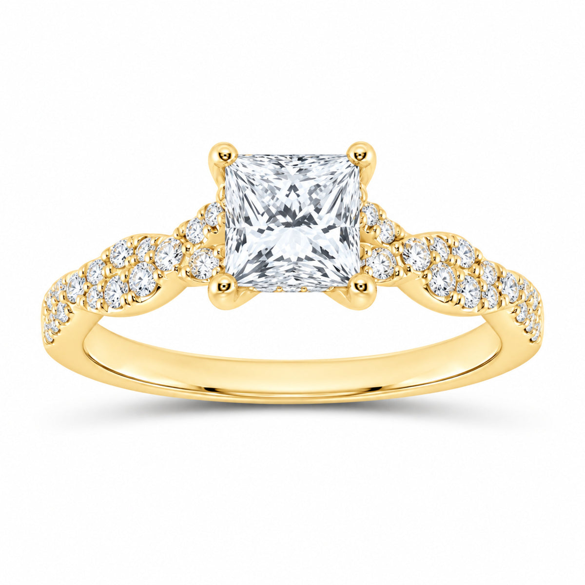 14K Yellow Gold 1 1/3 CTW Lab-Grown Diamond Princess Engagement Ring — SKU 11536