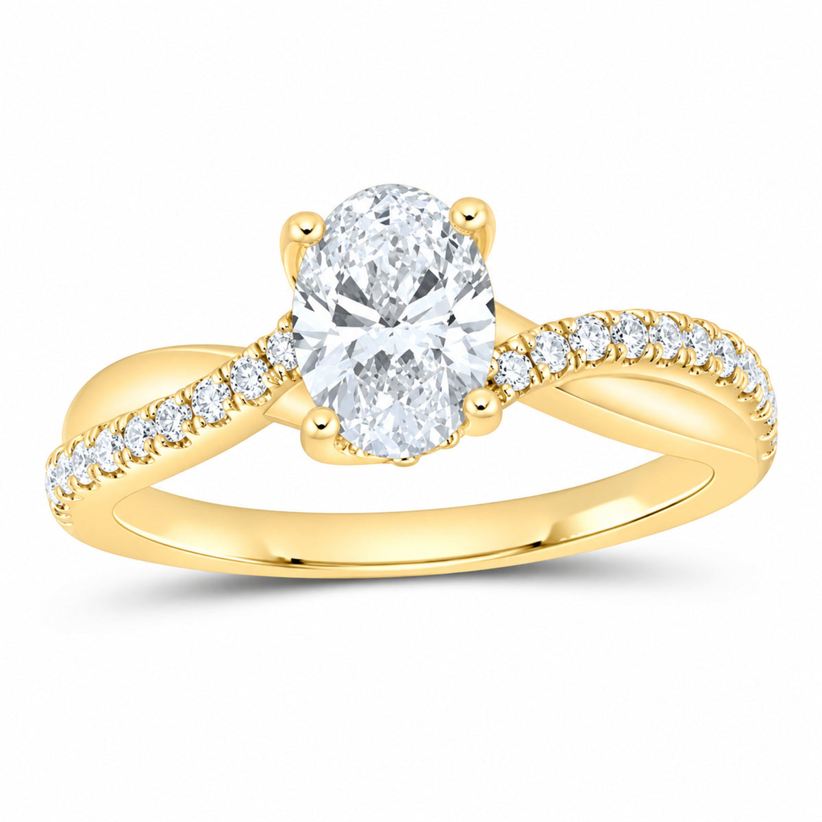 14K Yellow Gold 1 1/4 CTW Lab-Grown Diamond Oval Engagement Ring — SKU 11548