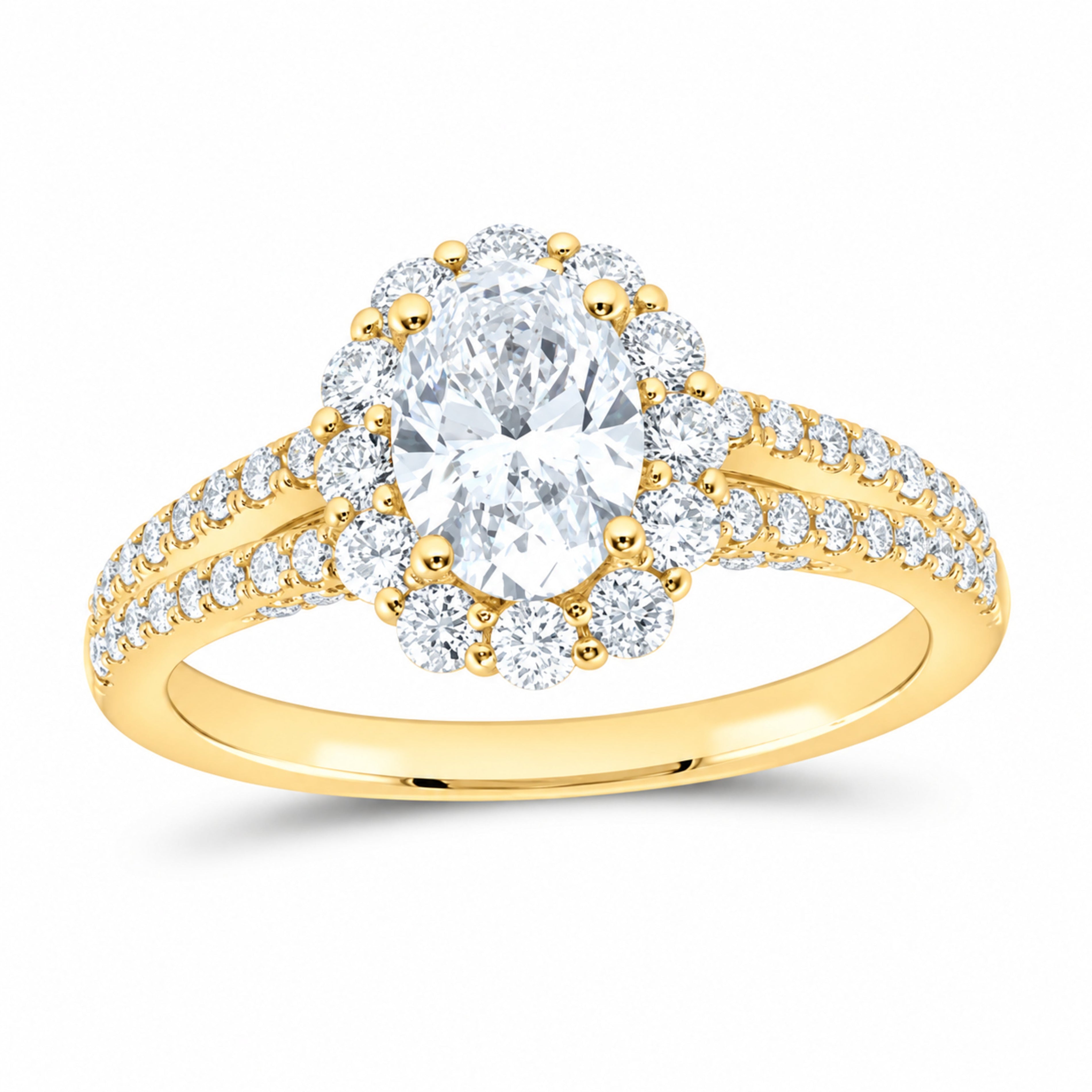14K Yellow Gold 1 3/4 CTW Lab-Grown Diamond Oval Engagement Ring — SKU 11550