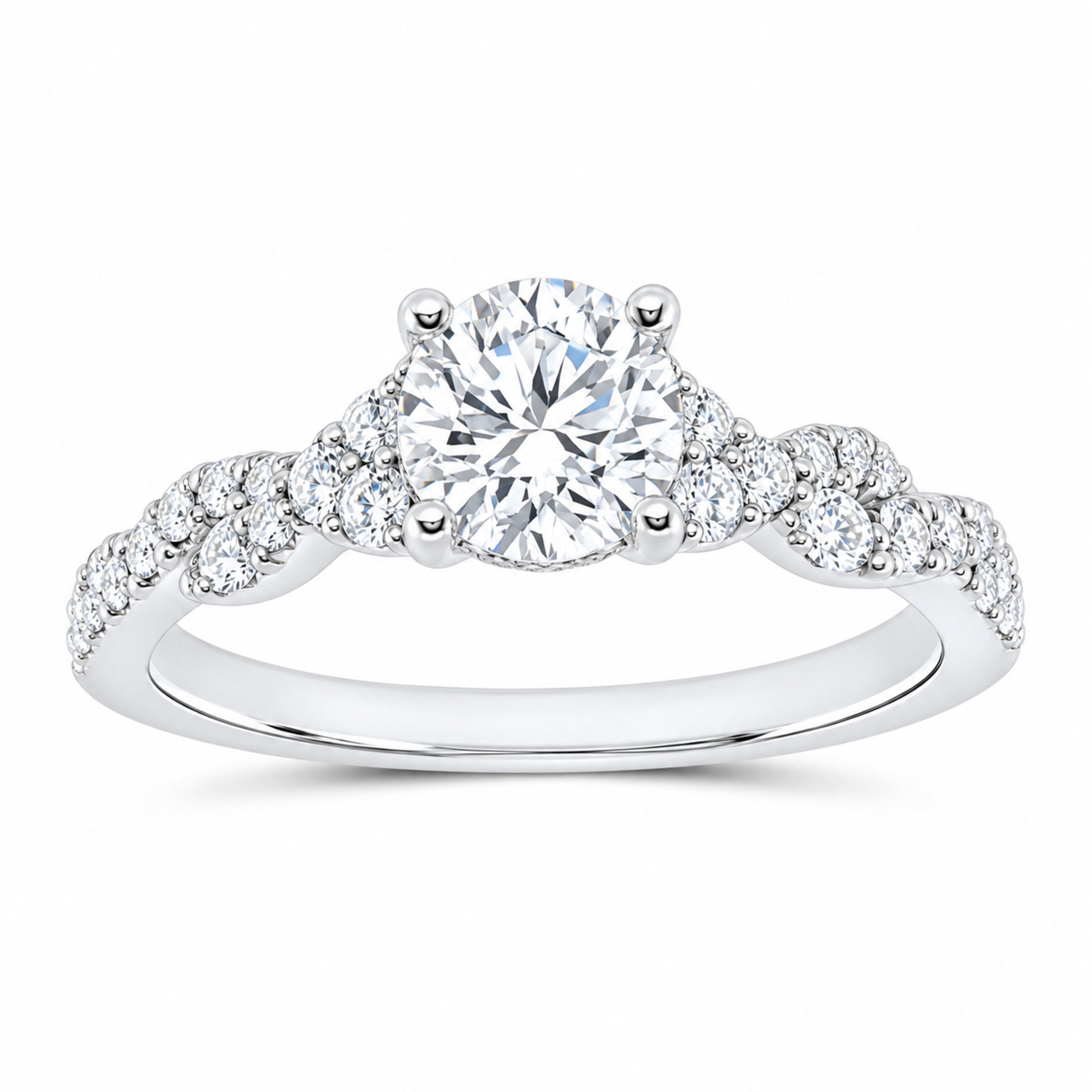 14K White Gold 1 1/3 CTW Lab-Grown Diamond Round Engagement Ring — SKU 11599