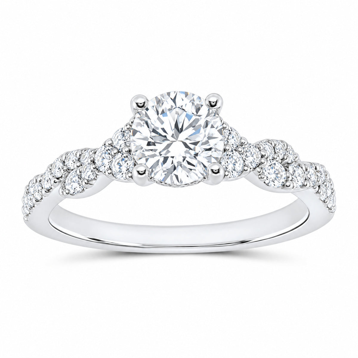 14K White Gold 1 1/3 CTW Lab-Grown Diamond Round Engagement Ring — SKU 11599