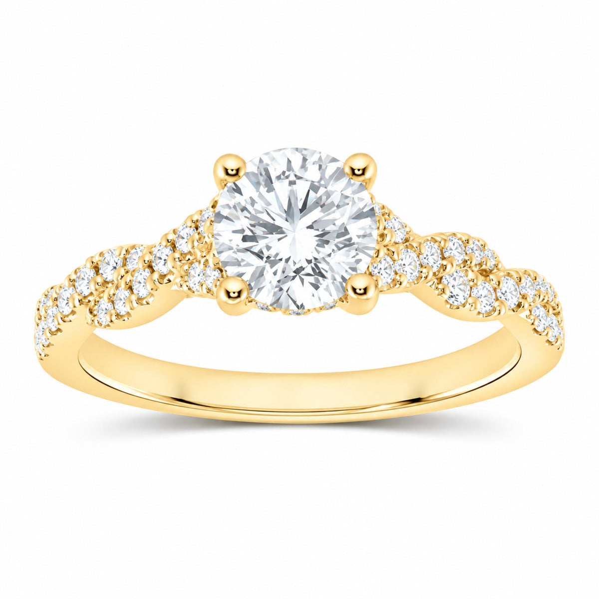 14K Yellow Gold 1 1/3 CTW Lab-Grown Diamond Round Engagement Ring — SKU 11600