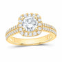 14K Yellow Gold 1 1/2 CTW Lab-Grown Diamond Round Cushion Halo Engagement Ring — SKU 11602