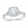 14K White Gold 1 1/2 CTW Lab-Grown Diamond Round Cushion Halo Engagement Ring — SKU 11603