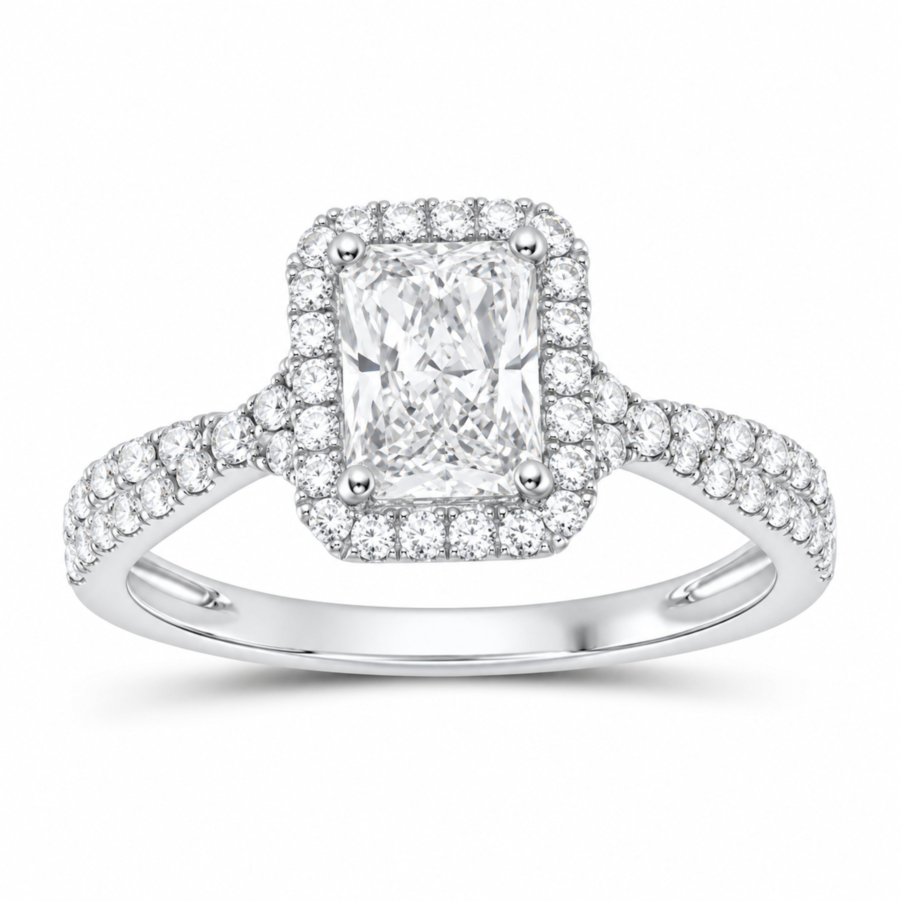 14K White Gold 1 1/2 CTW Lab-Grown Diamond Radiant Engagement Ring — SKU 11861