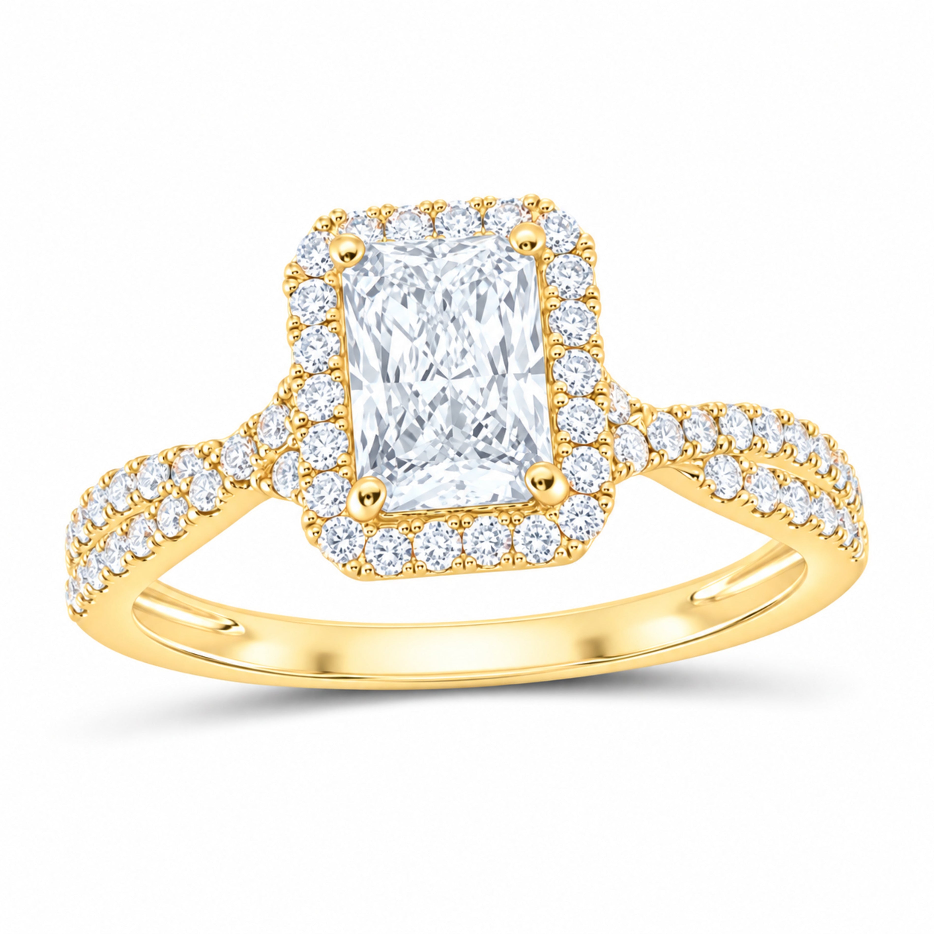 14K Yellow Gold 1 1/2 CTW Lab-Grown Diamond Radiant Engagement Ring — SKU 11864