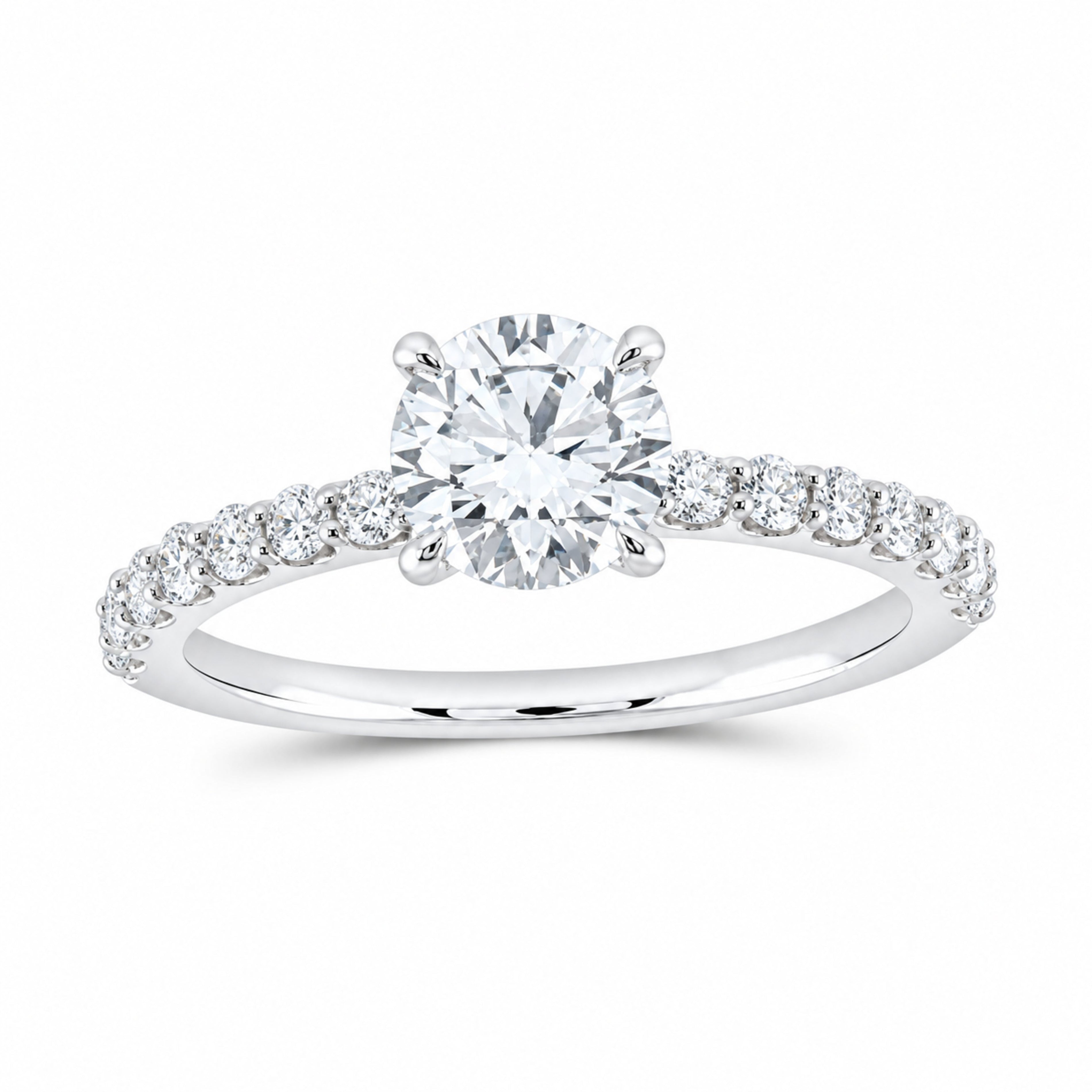 14K White Gold 1 1/3 CTW Lab-Grown Diamond Round Engagement Ring — SKU 12035