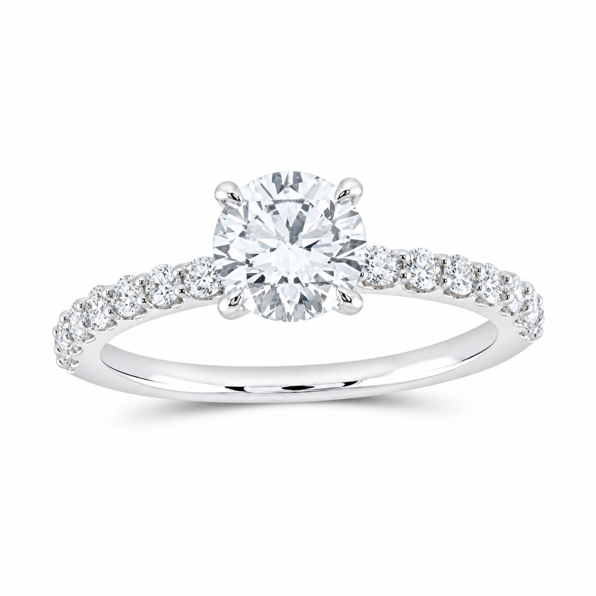 14K White Gold 1 1/3 CTW Lab-Grown Diamond Round Engagement Ring — SKU 12035