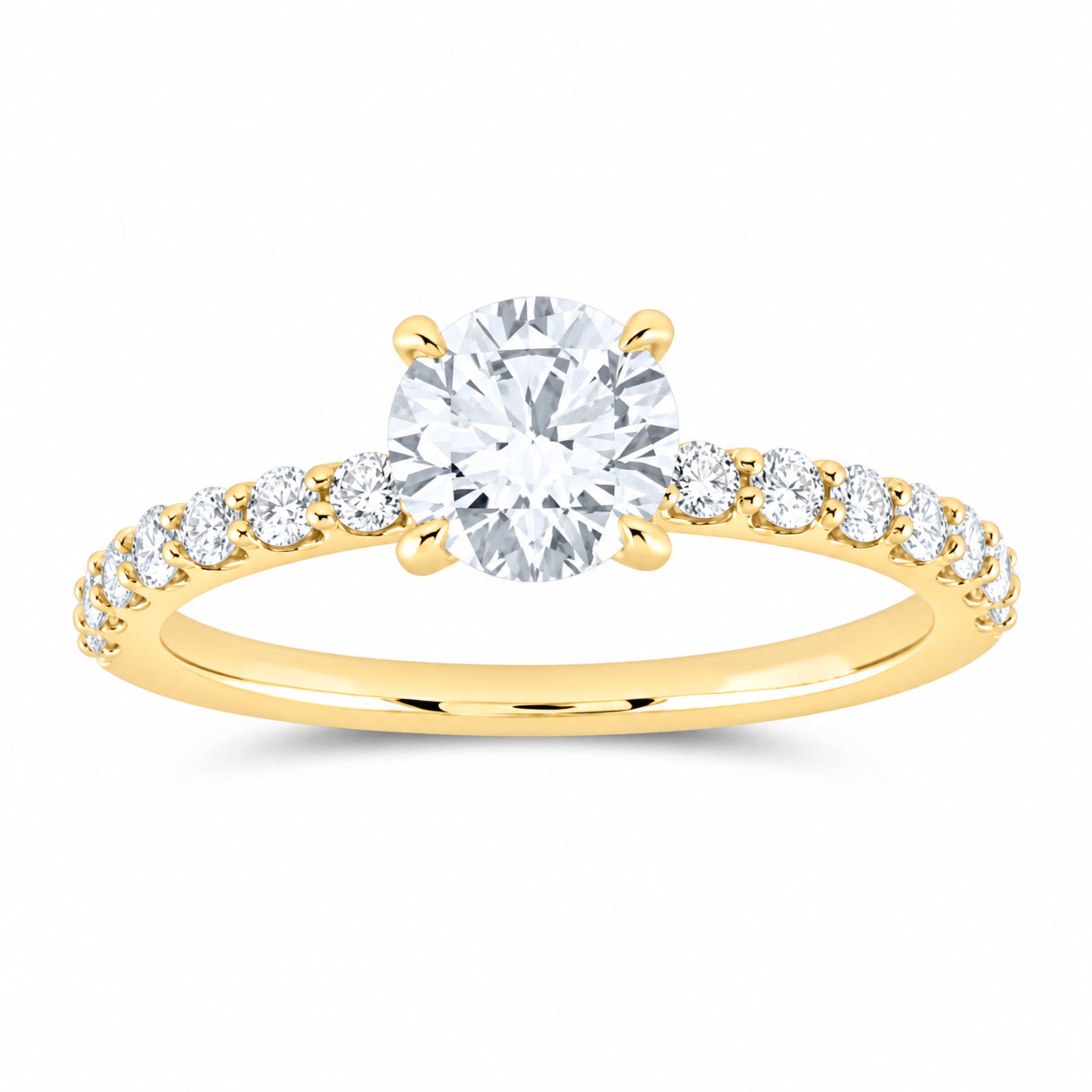 14K Yellow Gold 1 1/3 CTW Lab-Grown Diamond Round Engagement Ring — SKU 12036