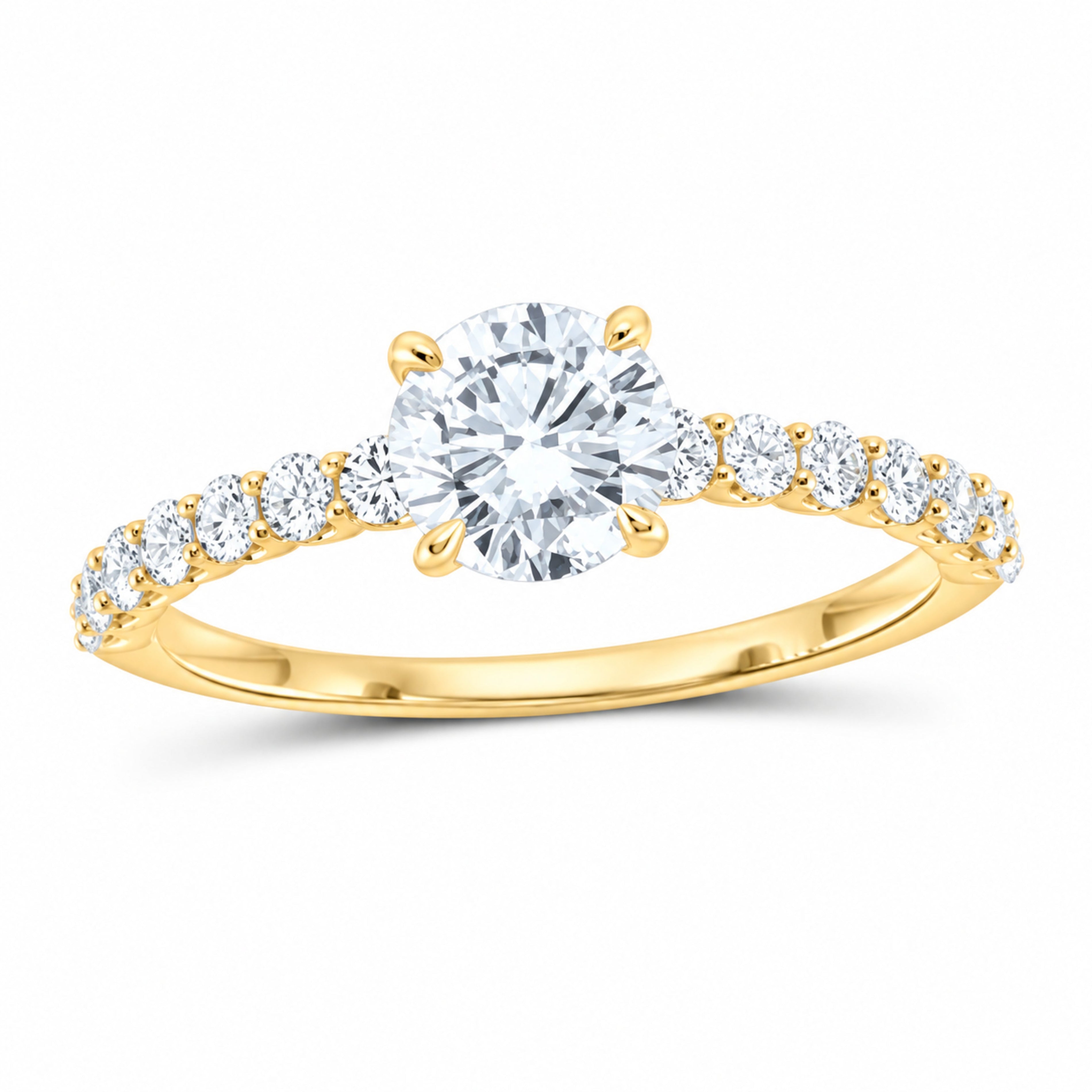 14K Yellow Gold 1 3/8 CTW Lab-Grown Diamond Round Engagement Ring — SKU 12040