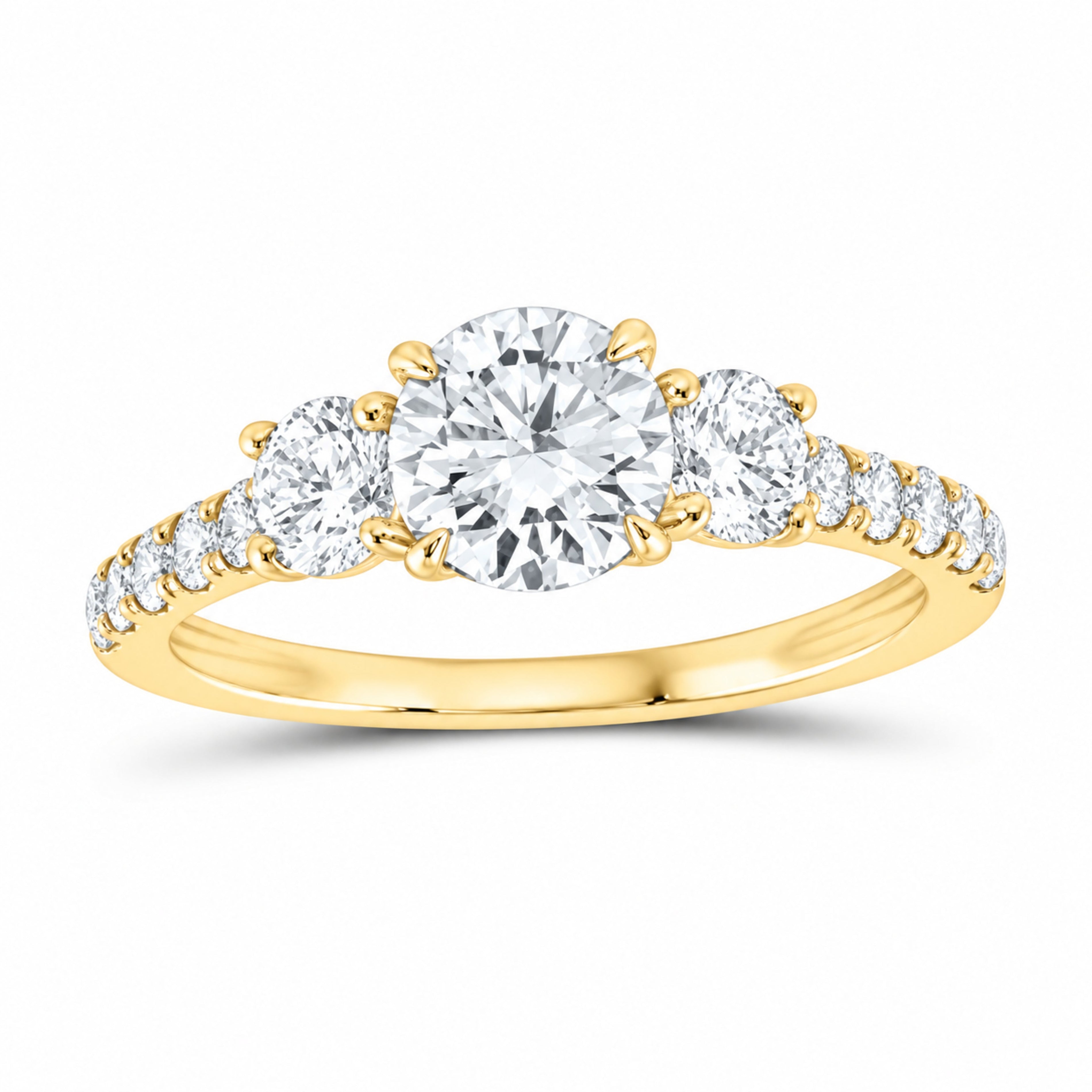 14K Yellow Gold 1 7/8 CTW Lab-Grown Diamond Round Engagement Ring — SKU 12042