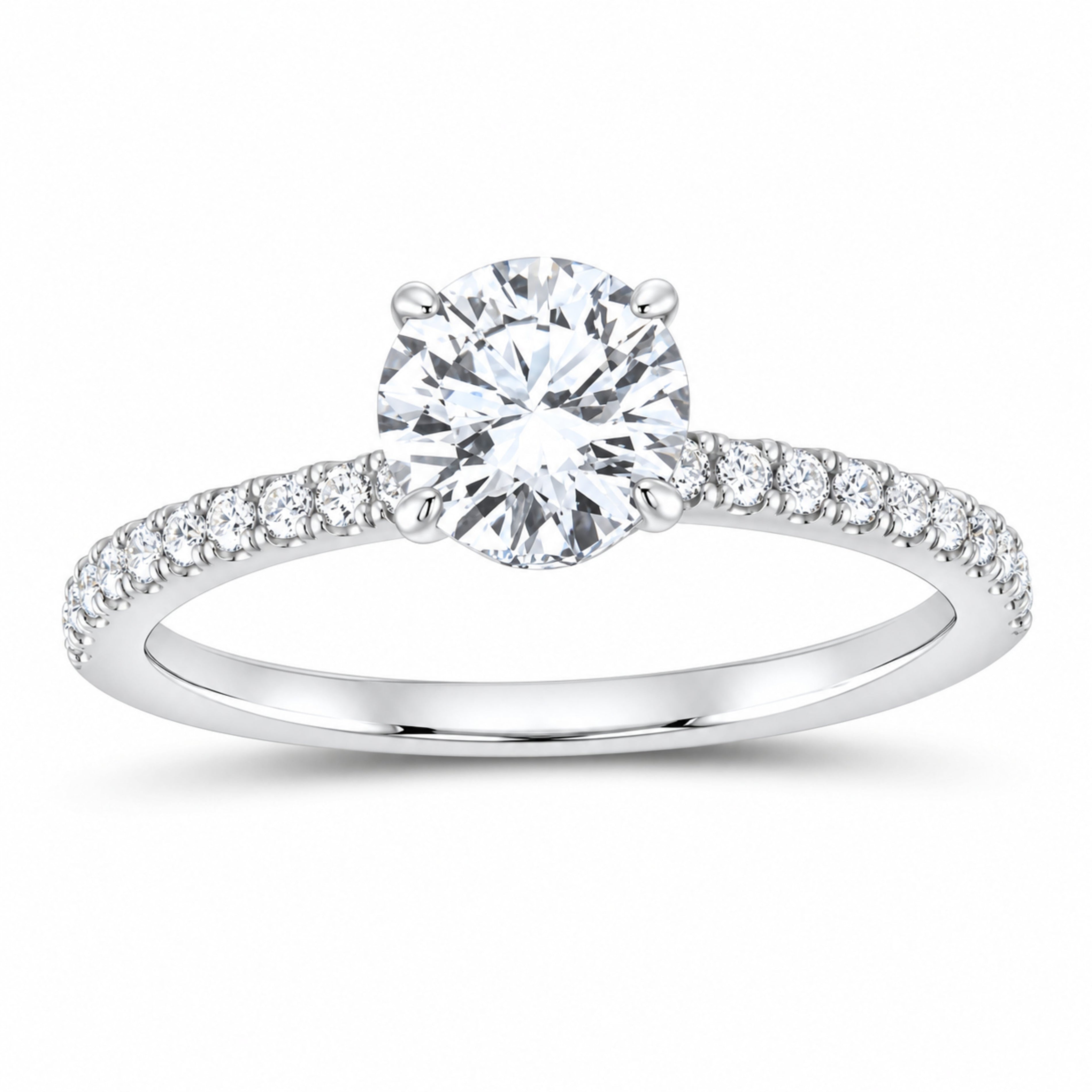14K White Gold 1 1/4 CTW Lab-Grown Diamond Round Engagement Ring — SKU 12043