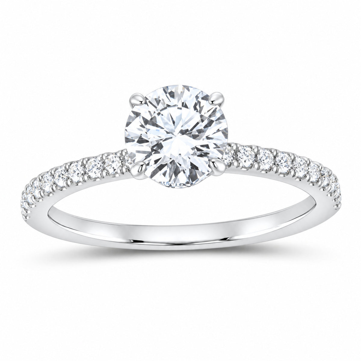 14K White Gold 1 1/4 CTW Lab-Grown Diamond Round Engagement Ring — SKU 12043