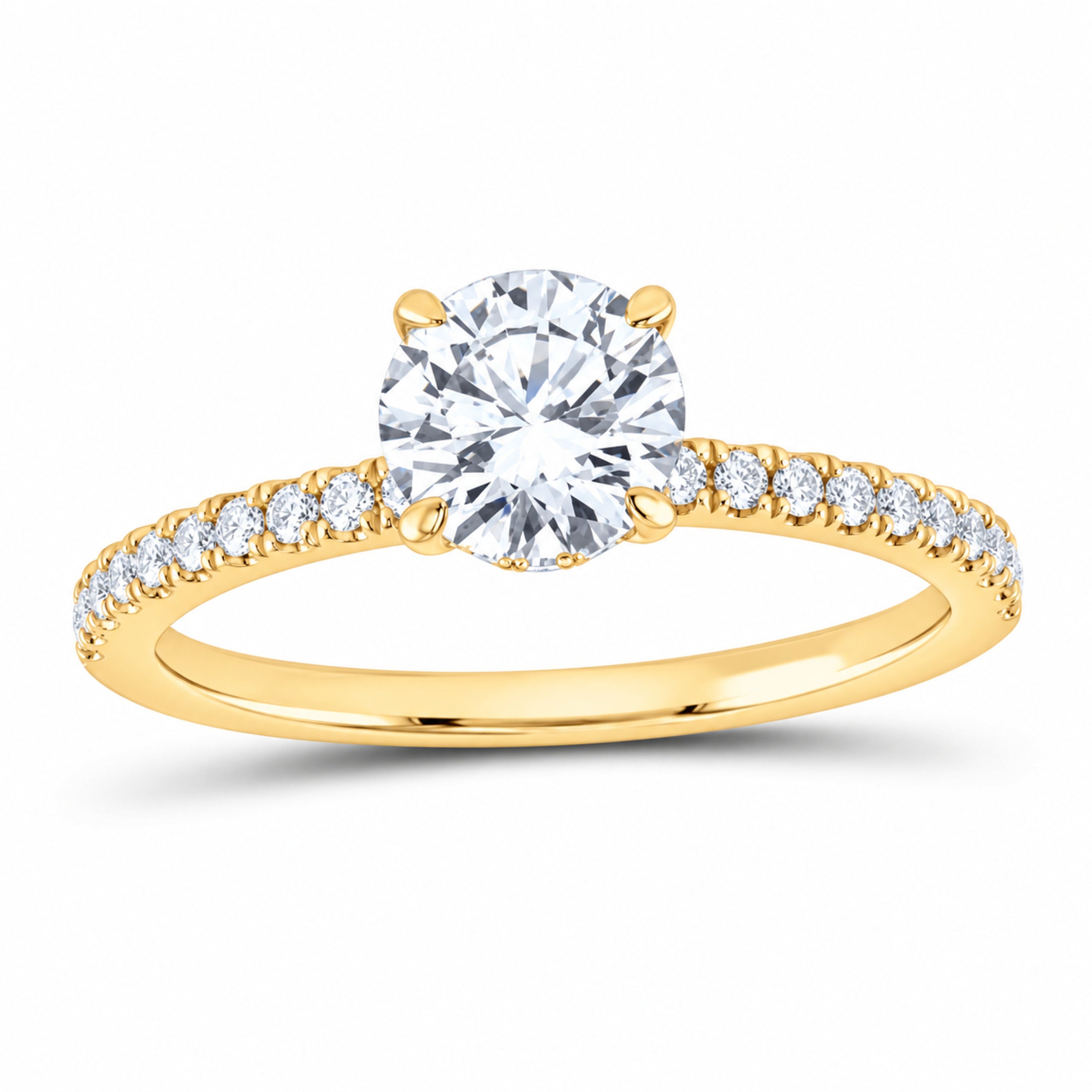 14K Yellow Gold 1 1/4 CTW Lab-Grown Diamond Round Engagement Ring — SKU 12044
