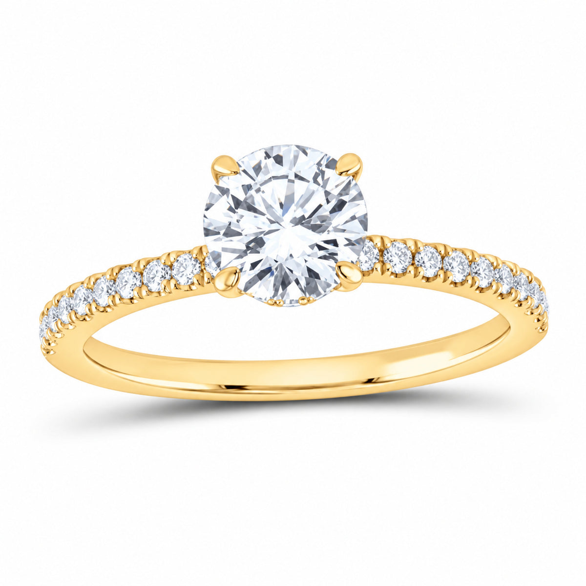 14K Yellow Gold 1 1/4 CTW Lab-Grown Diamond Round Engagement Ring — SKU 12044