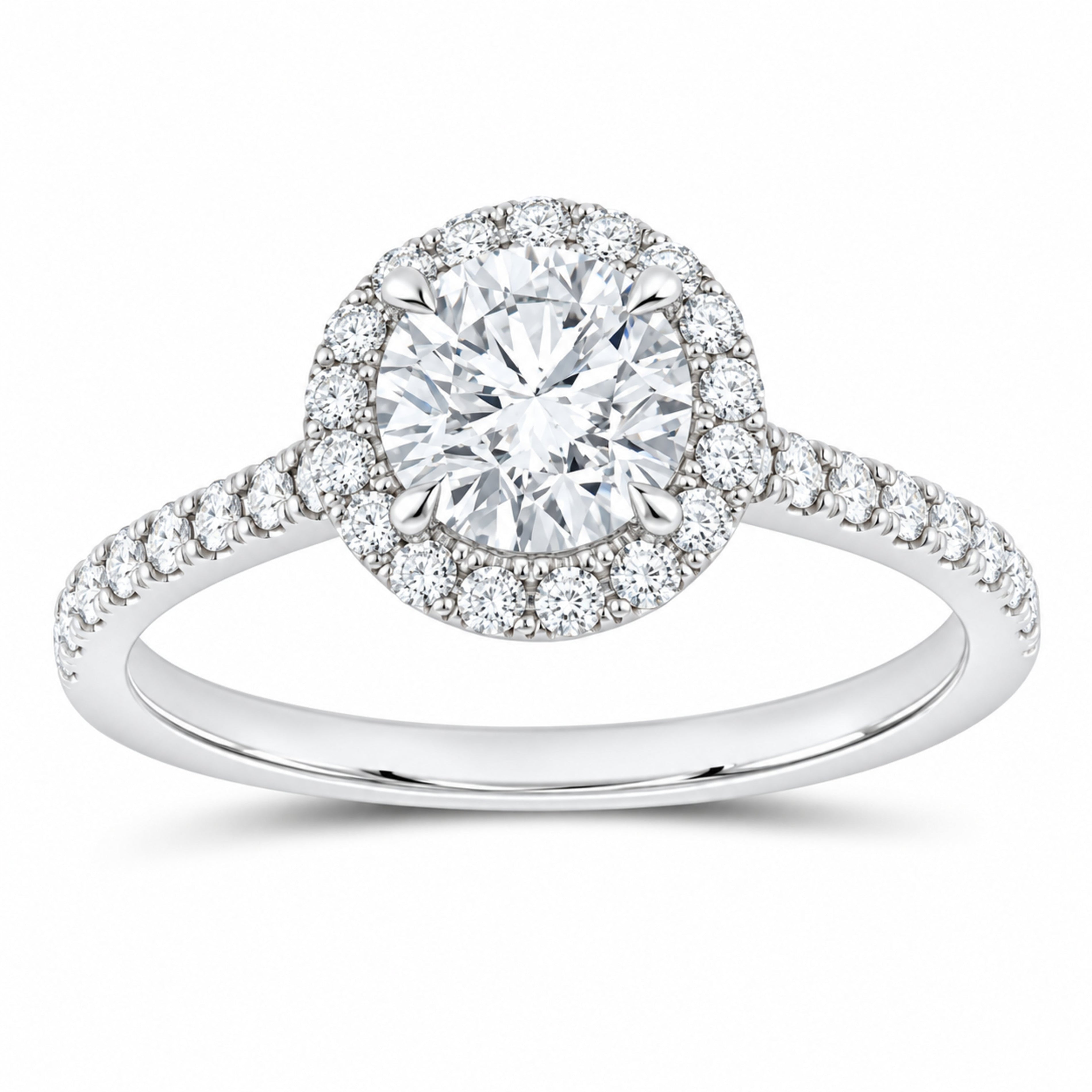 14K White Gold 1 1/2 CTW Lab-Grown Diamond Round Engagement Ring — SKU 12045