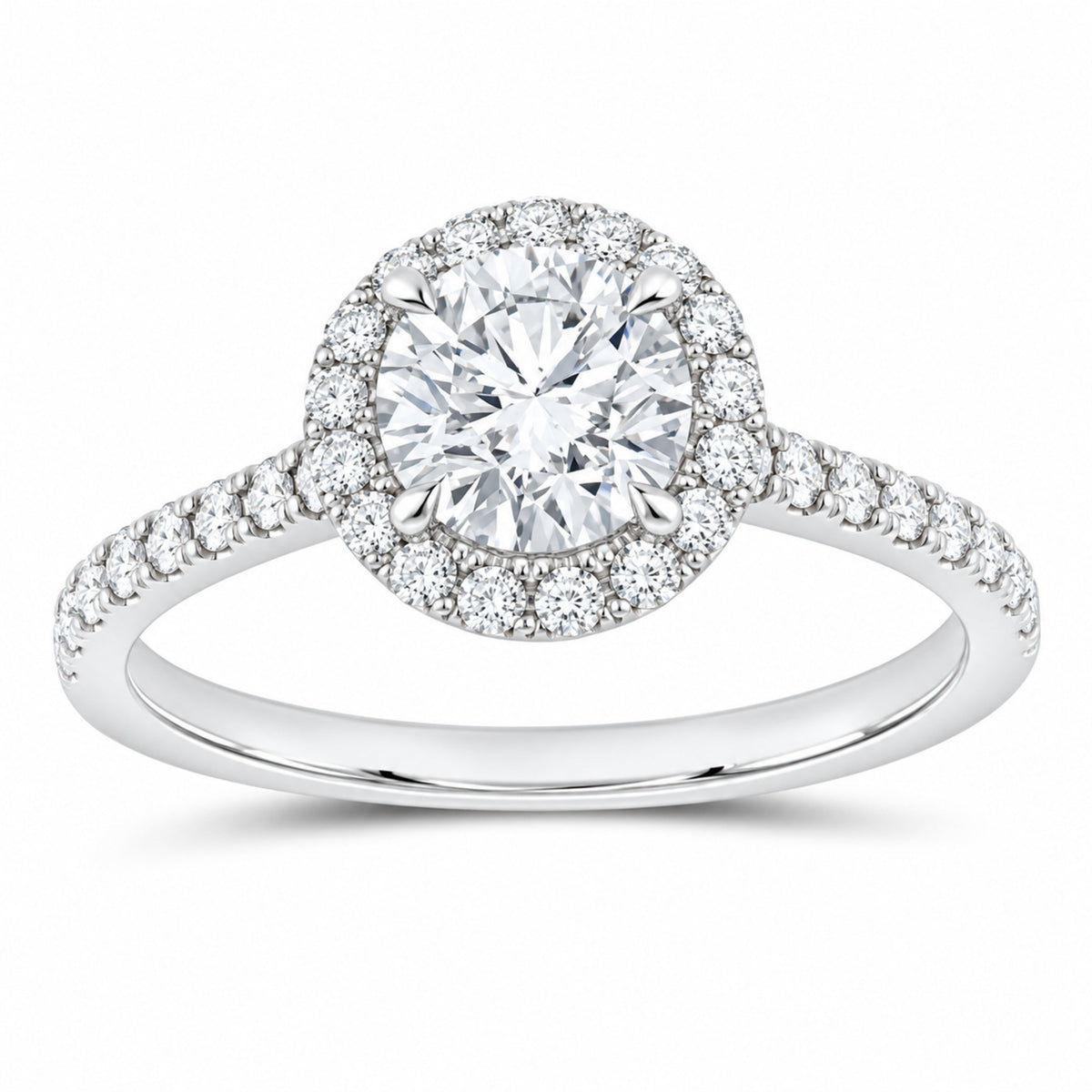 14K White Gold 1 1/2 CTW Lab-Grown Diamond Round Engagement Ring — SKU 12045