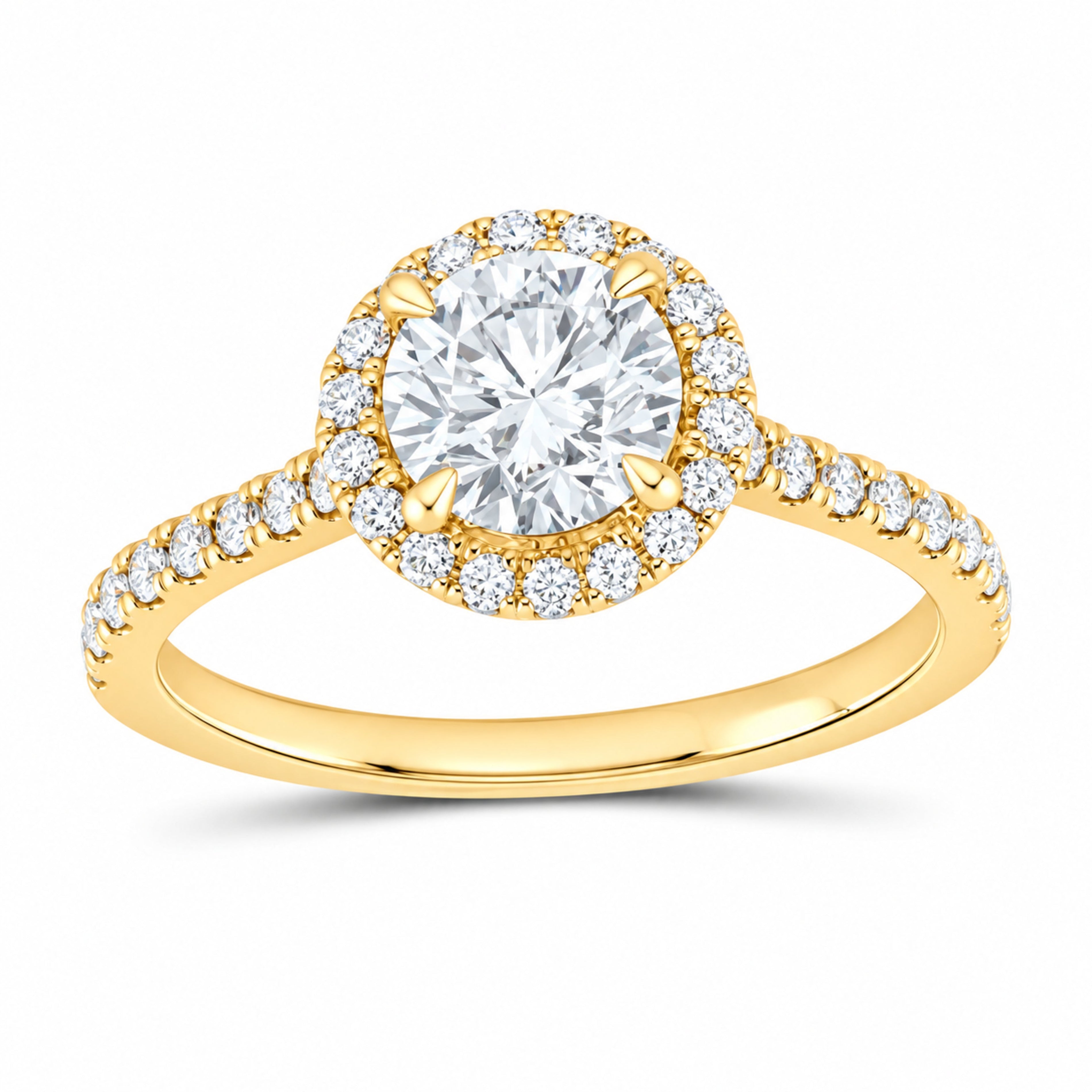 14K Yellow Gold 1 1/2 CTW Lab-Grown Diamond Round Engagement Ring — SKU 12046