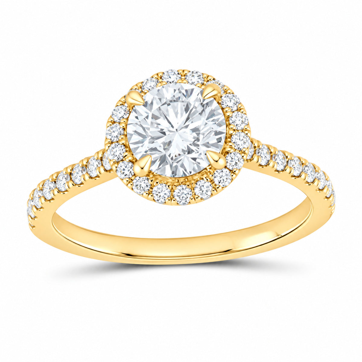 14K Yellow Gold 1 1/2 CTW Lab-Grown Diamond Round Engagement Ring — SKU 12046