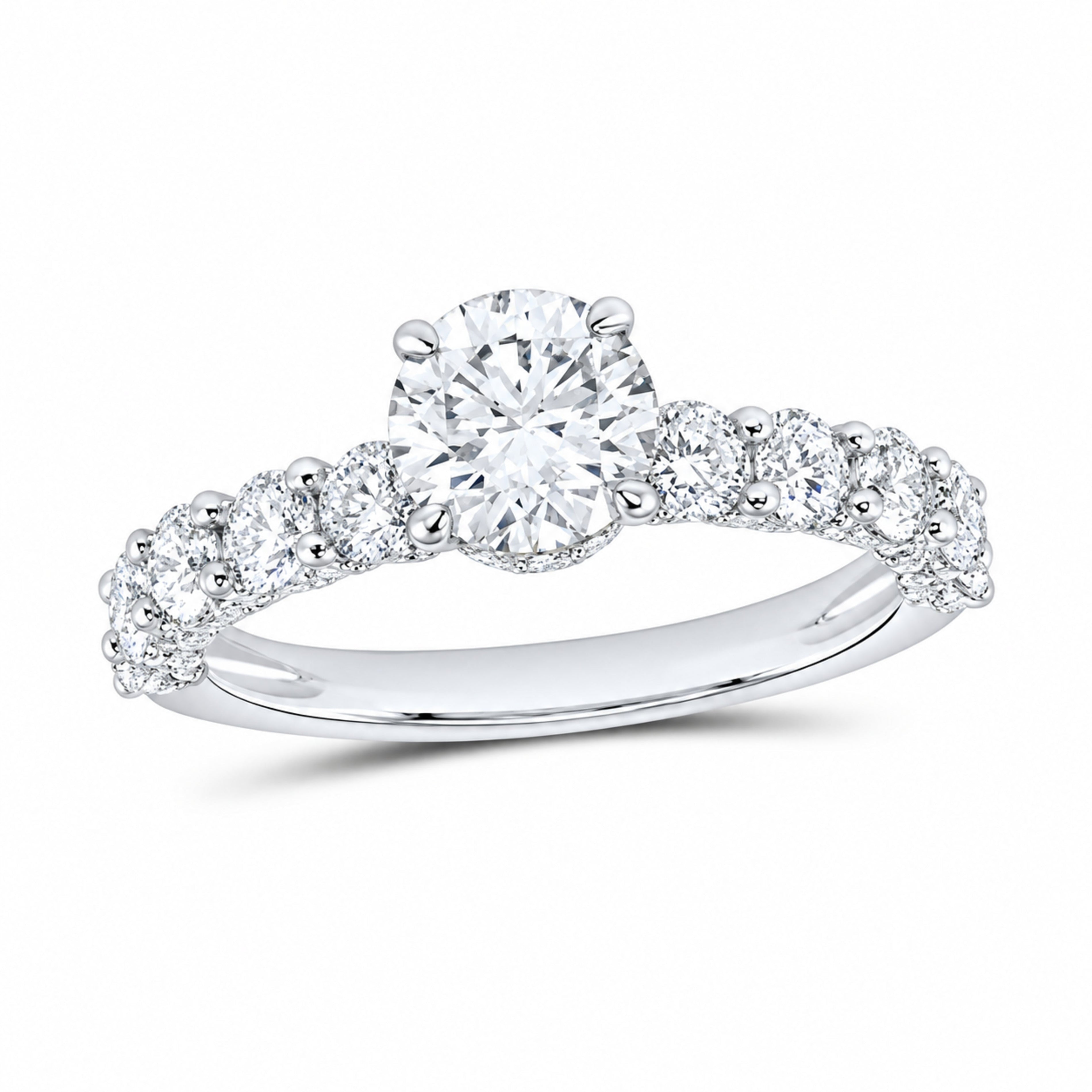 14K White Gold 2 1/2 CTW Lab-Grown Diamond Round Engagement Ring — SKU 12049