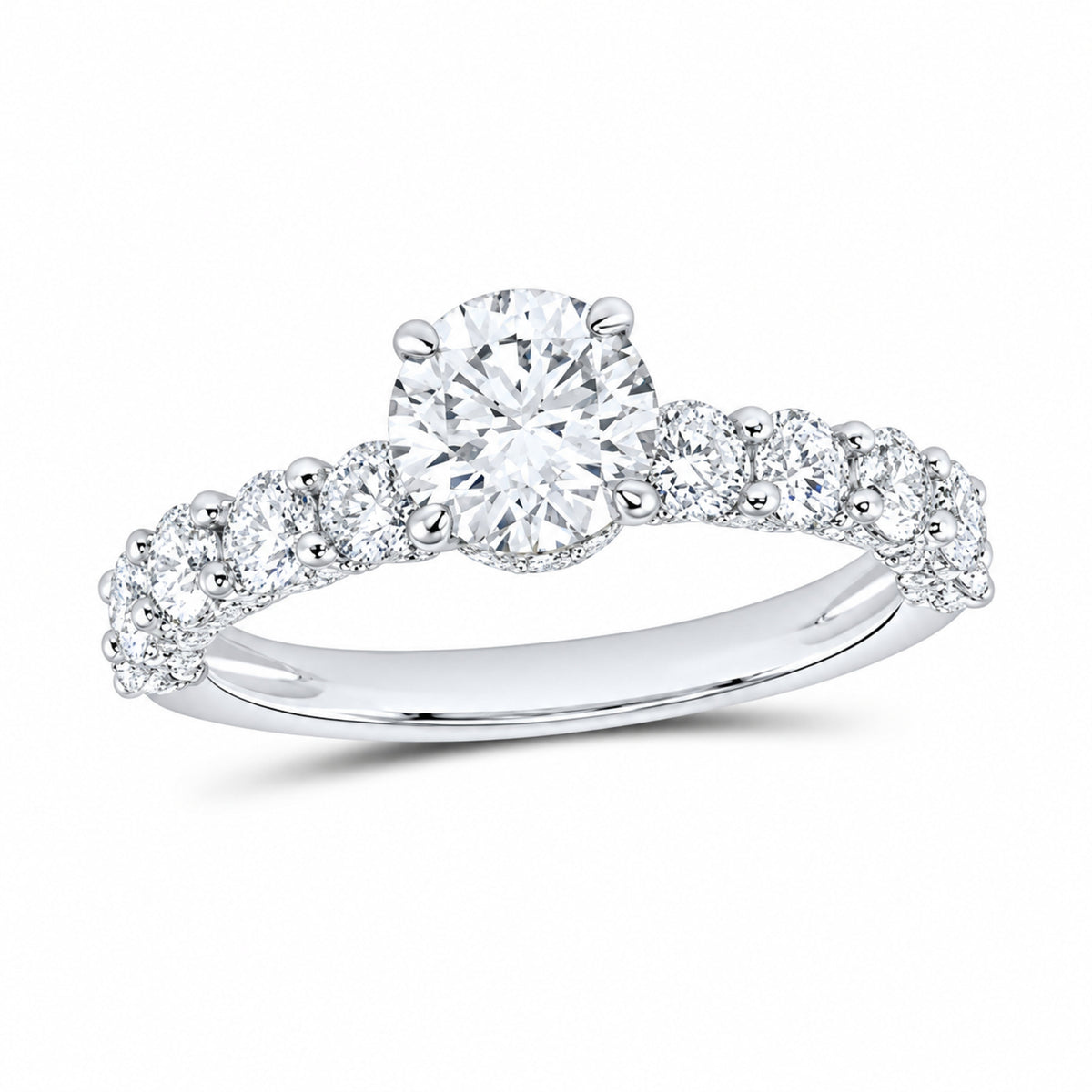 14K White Gold 2 1/2 CTW Lab-Grown Diamond Round Engagement Ring — SKU 12049