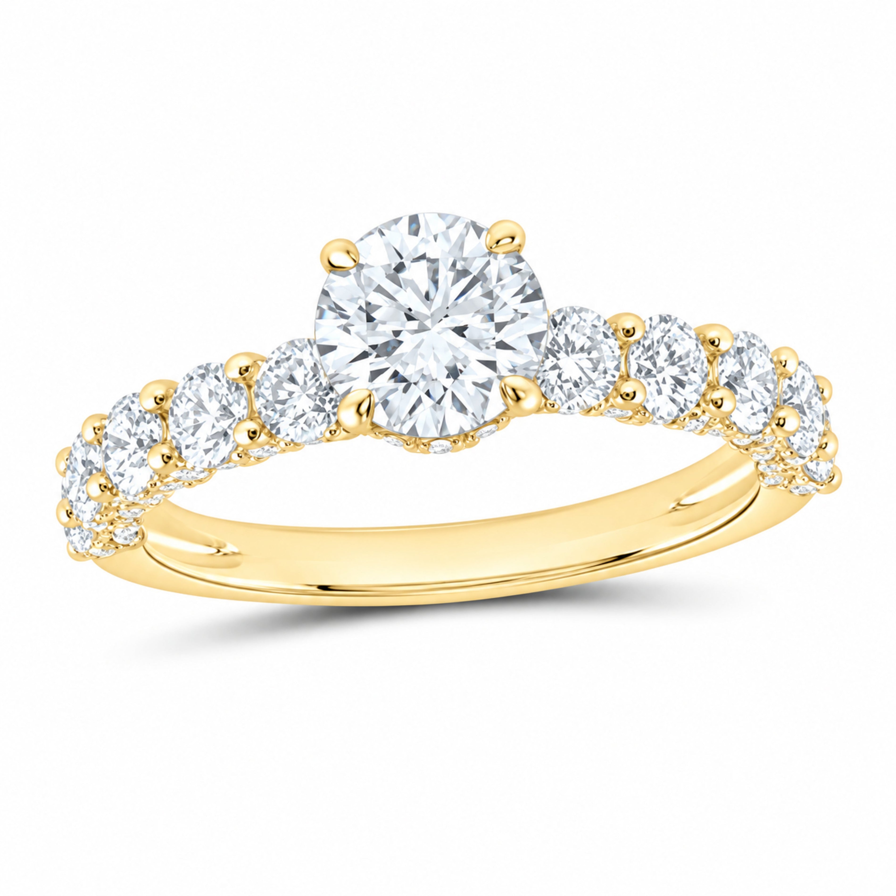 14K Yellow Gold 2 1/2 CTW Lab-Grown Diamond Round Engagement Ring — SKU 12050