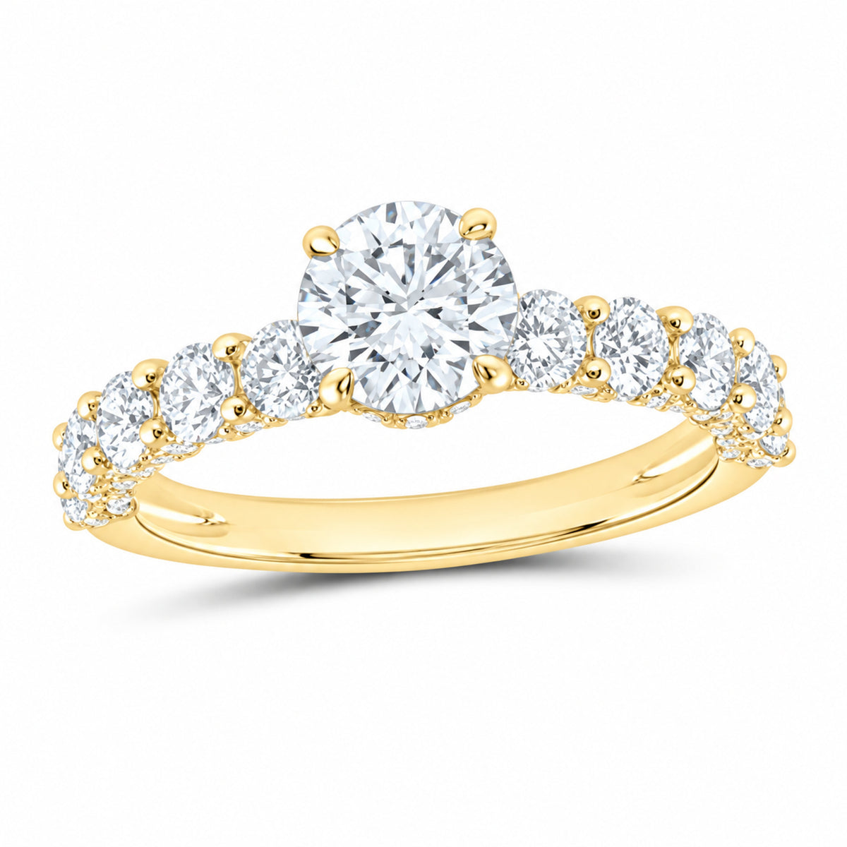 14K Yellow Gold 2 1/2 CTW Lab-Grown Diamond Round Engagement Ring — SKU 12050