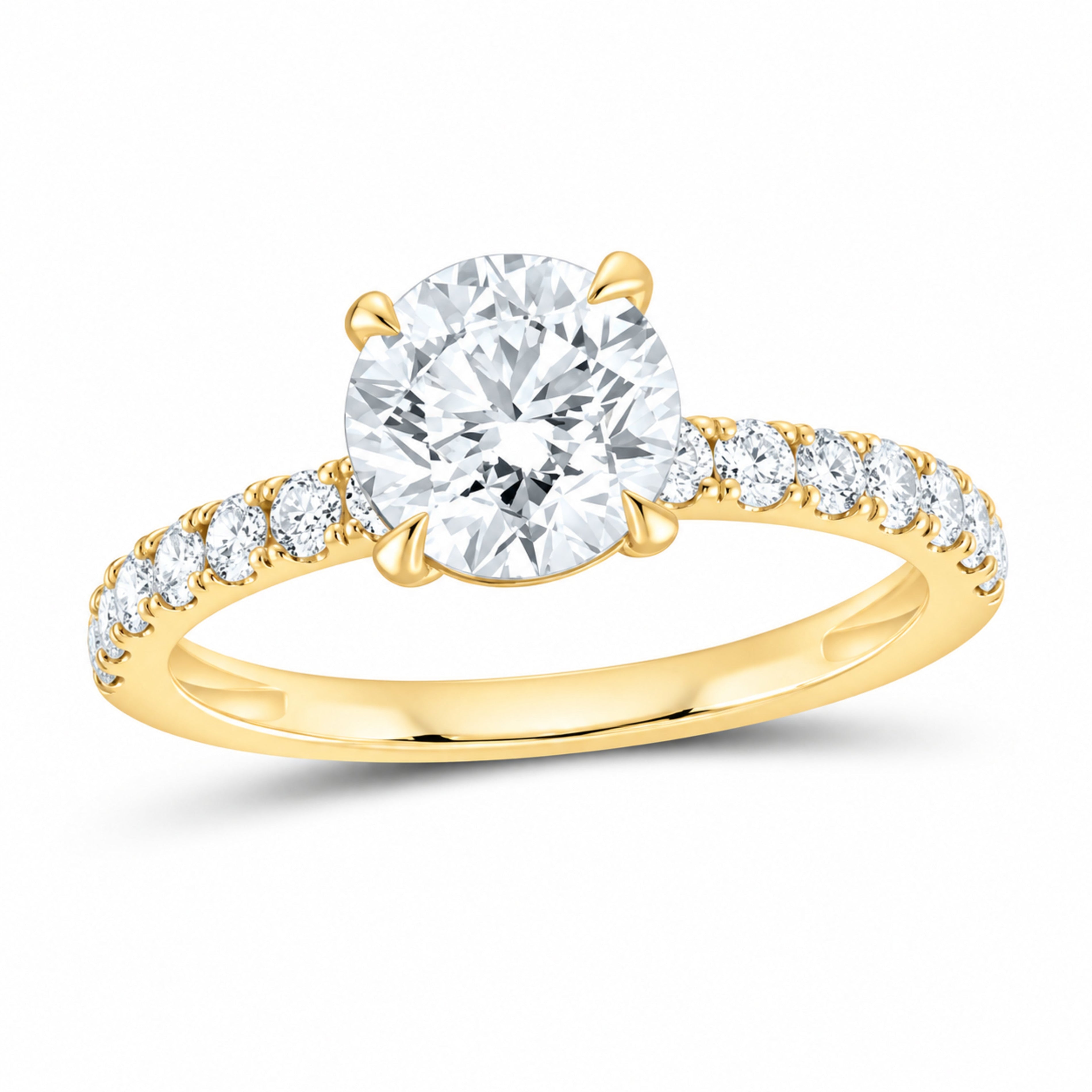 14K Yellow Gold 1 7/8 CTW Lab-Grown Diamond Round Engagement Ring — SKU 12052