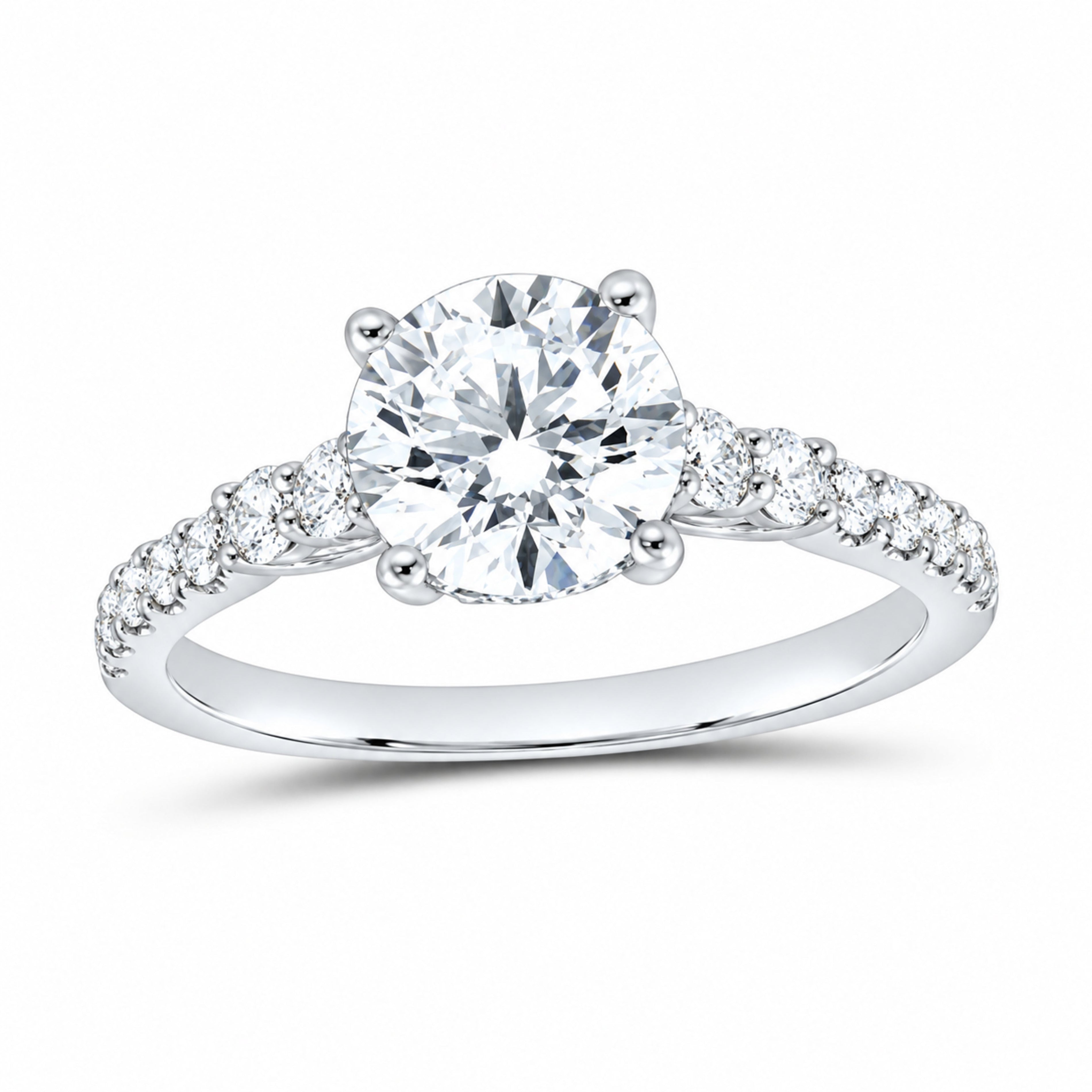 14K White Gold 2 CTW Lab-Grown Diamond Round Engagement Ring — SKU 12053